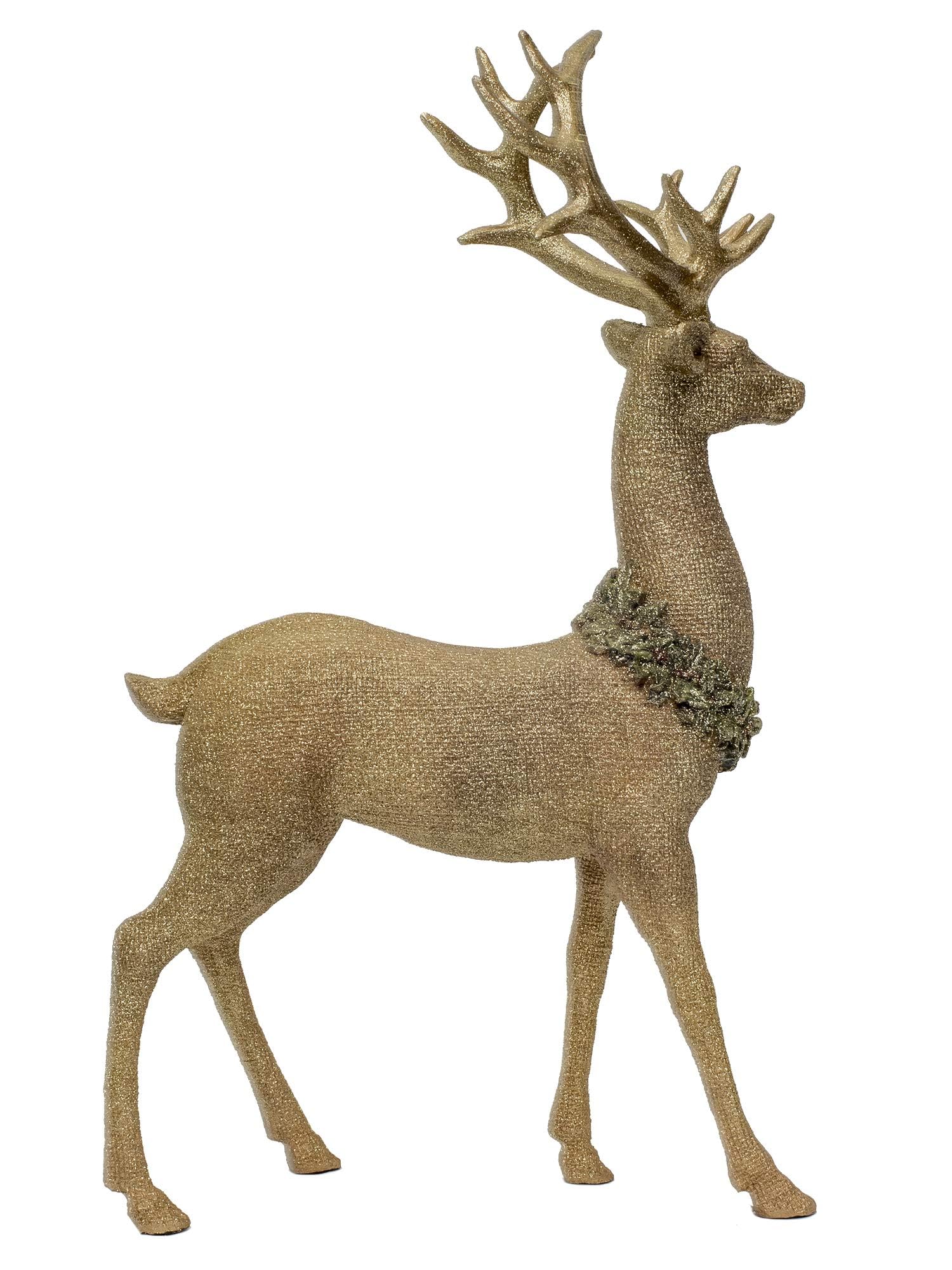 Gold Reindeer Christmas Decorations - Elegant Deer Figurines for Holiday Home Decor, Indoor Xmas Tree Ornaments & Festive Table Centerpieces | Perfect for Mantel Displays, Gift Exchanges & Winter Wonderland Themes