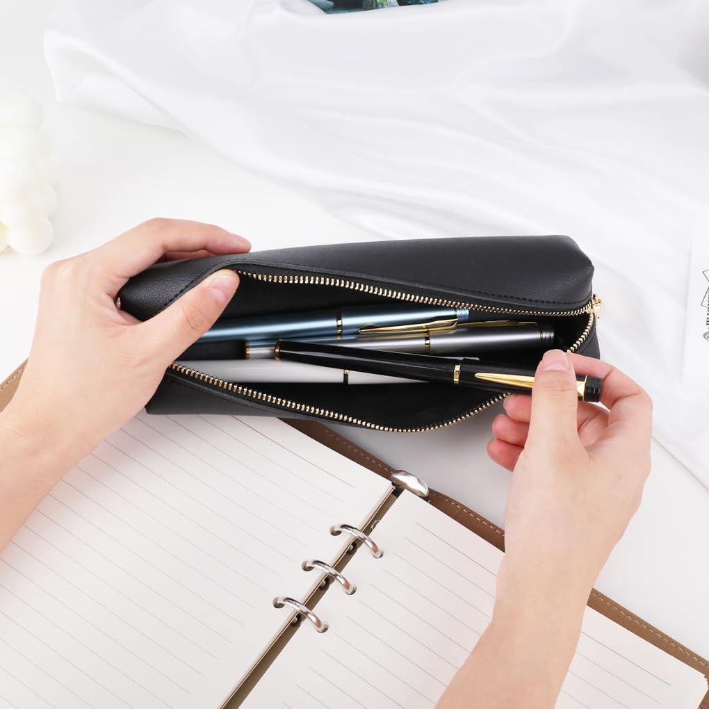 Oyachic PU Leather Pencil Case - Stylish Cosmetic Makeup Bag & Work Organizer for Pens, Pencils, Markers | Perfect for Office, School & Travel Accessories Storage