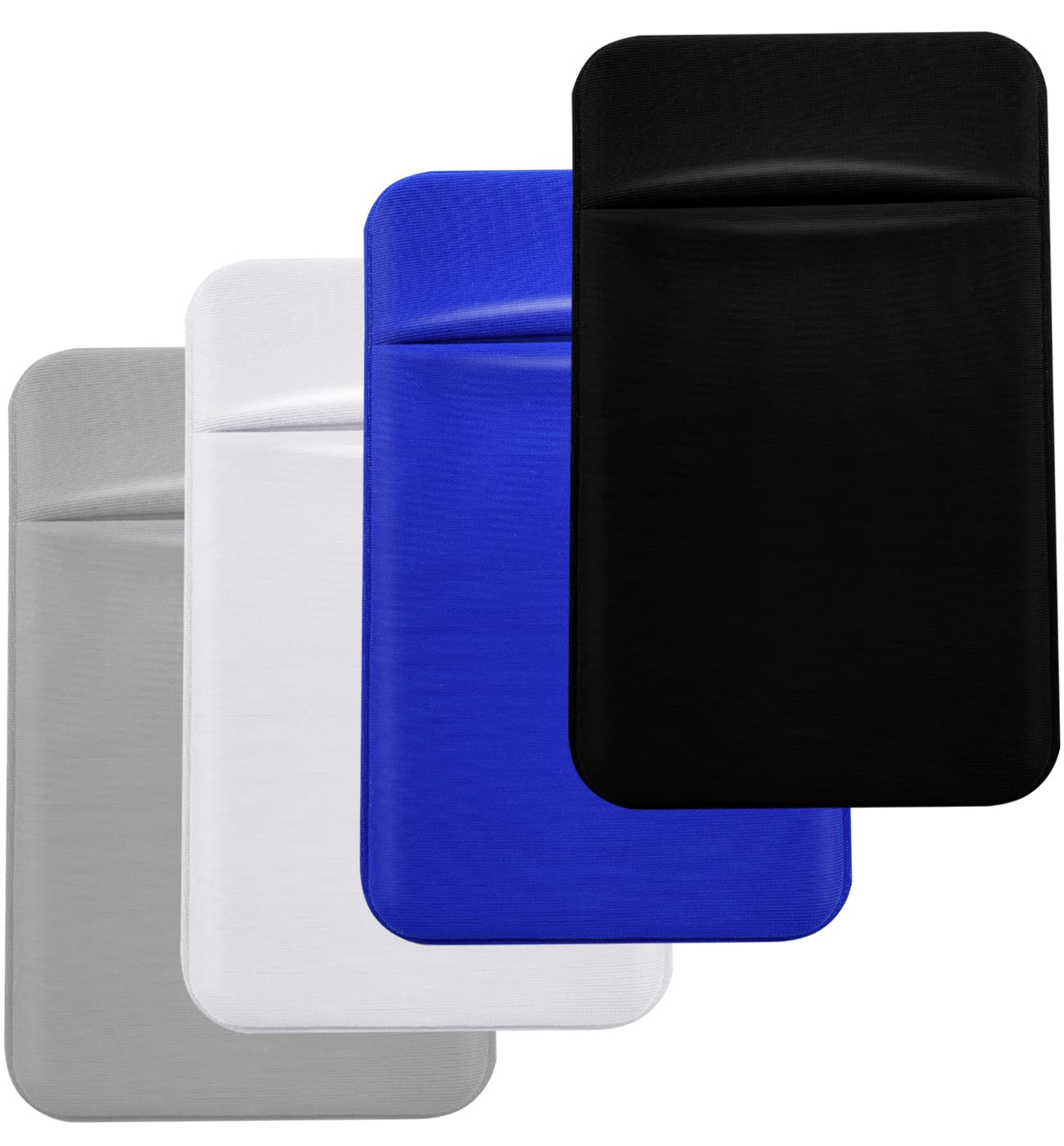 4 Pack Sticky Phone Card Holder - Adhesive Wallet for Credit Cards, ID & Cash - Stretchy Fabric Sleeves for Android Smartphones (Perfect for Gym, Travel & Everyday Use)