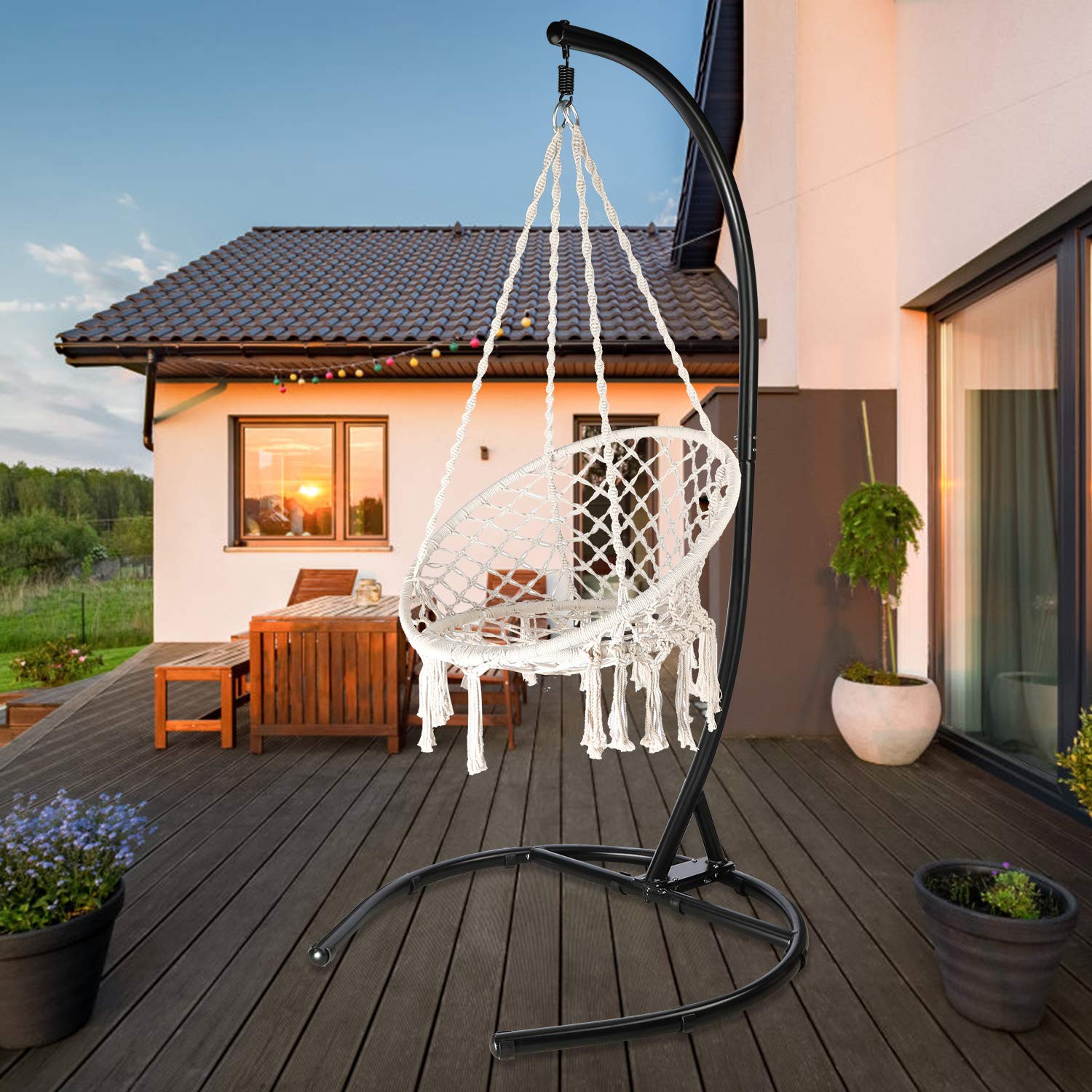 Heavy Duty Hanging Chair Stand for Indoor & Outdoor Use - 330 lbs Weight Capacity, Hammock Chair Stand Only (No Chair Included) - Perfect for Patio, Garden, Balcony, and Backyard Relaxation