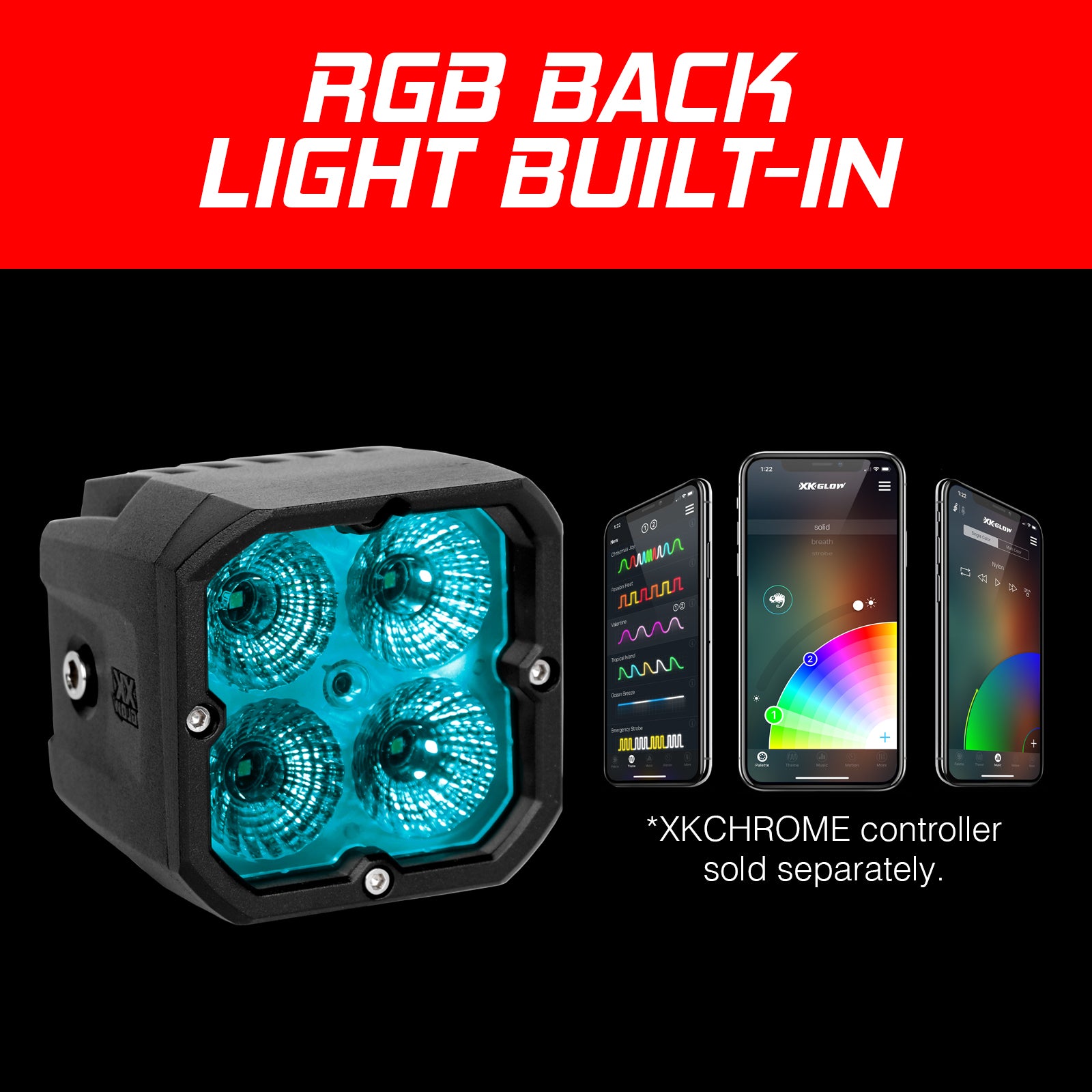 20W RGB LED Pod Lights - Waterproof Off-Road Flood Beam for Trucks, ATVs, Boats - Bright Multi-Color Lighting for Outdoor Adventures, Camping & Night Driving