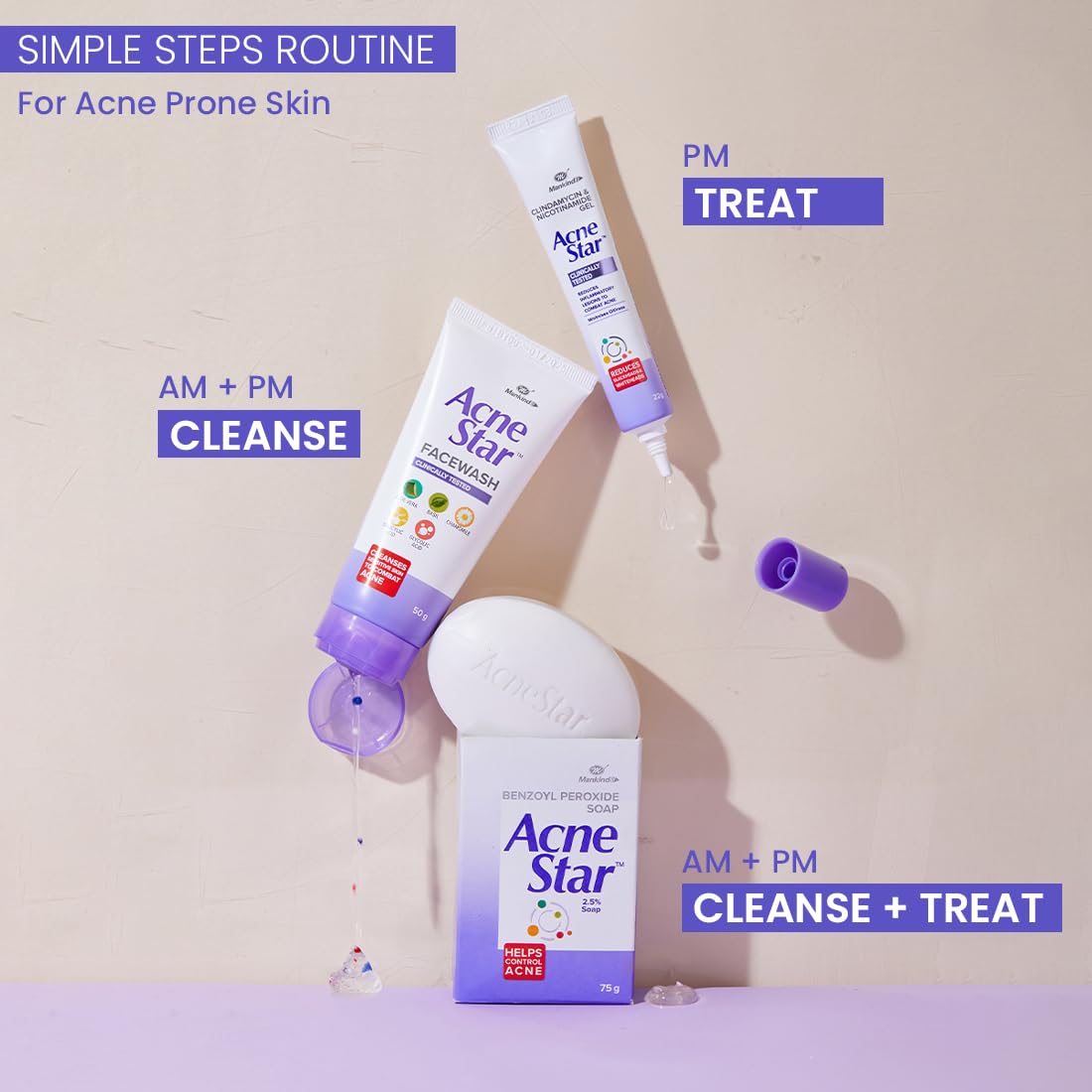 Acnestar Acne Treatment Gel - Anti-Inflammatory & Antibacterial for Acne, Pimples, Whiteheads & Blackheads (22g x 3 Pack) | Clear Skin Solution for Teens & Adults | Perfect for Daily Skincare Routine & Breakout Emergencies