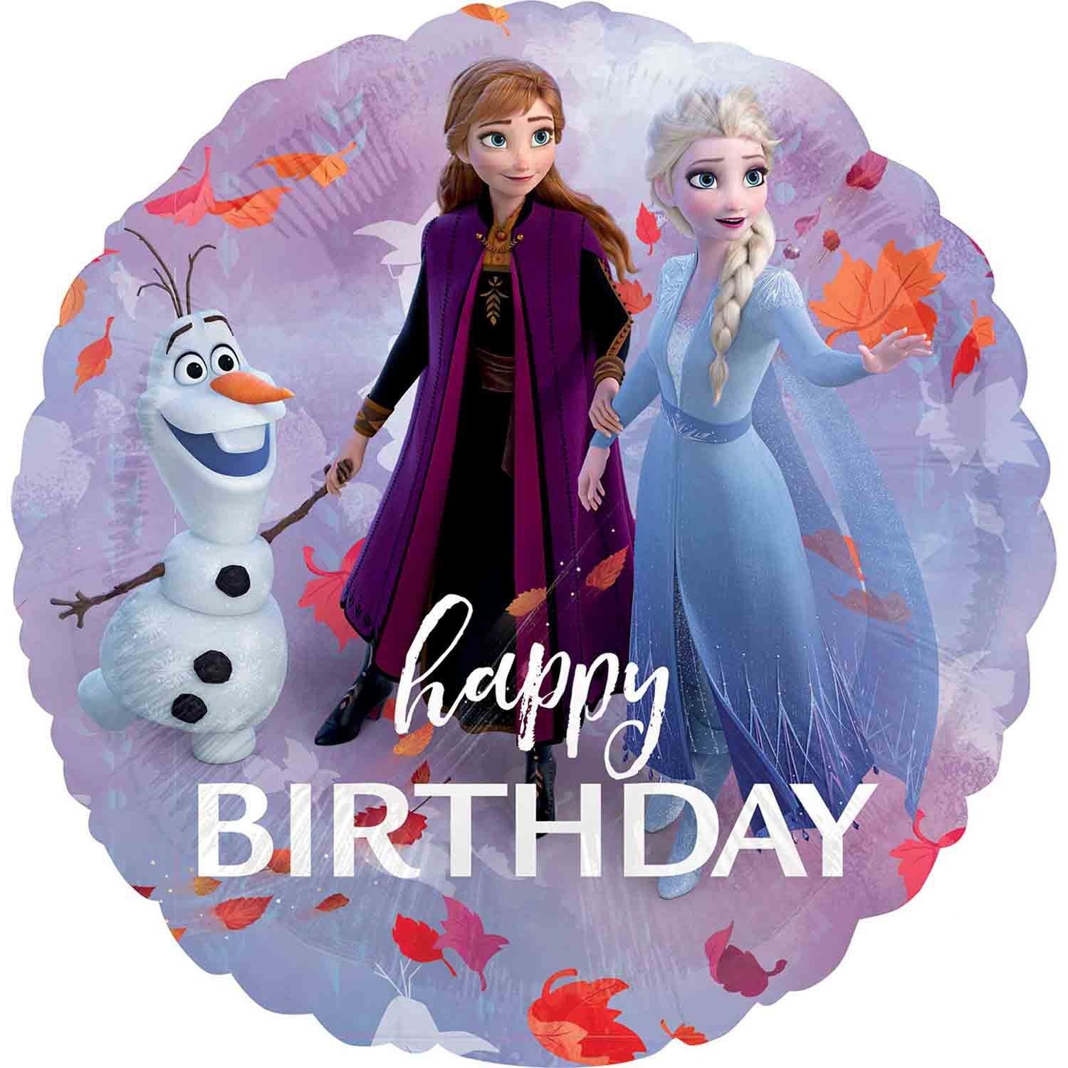 45cm Frozen 2 Happy Birthday Balloon - Standard HX Size for Party Decorations, Kids Birthday Celebrations & Disney Themed Events