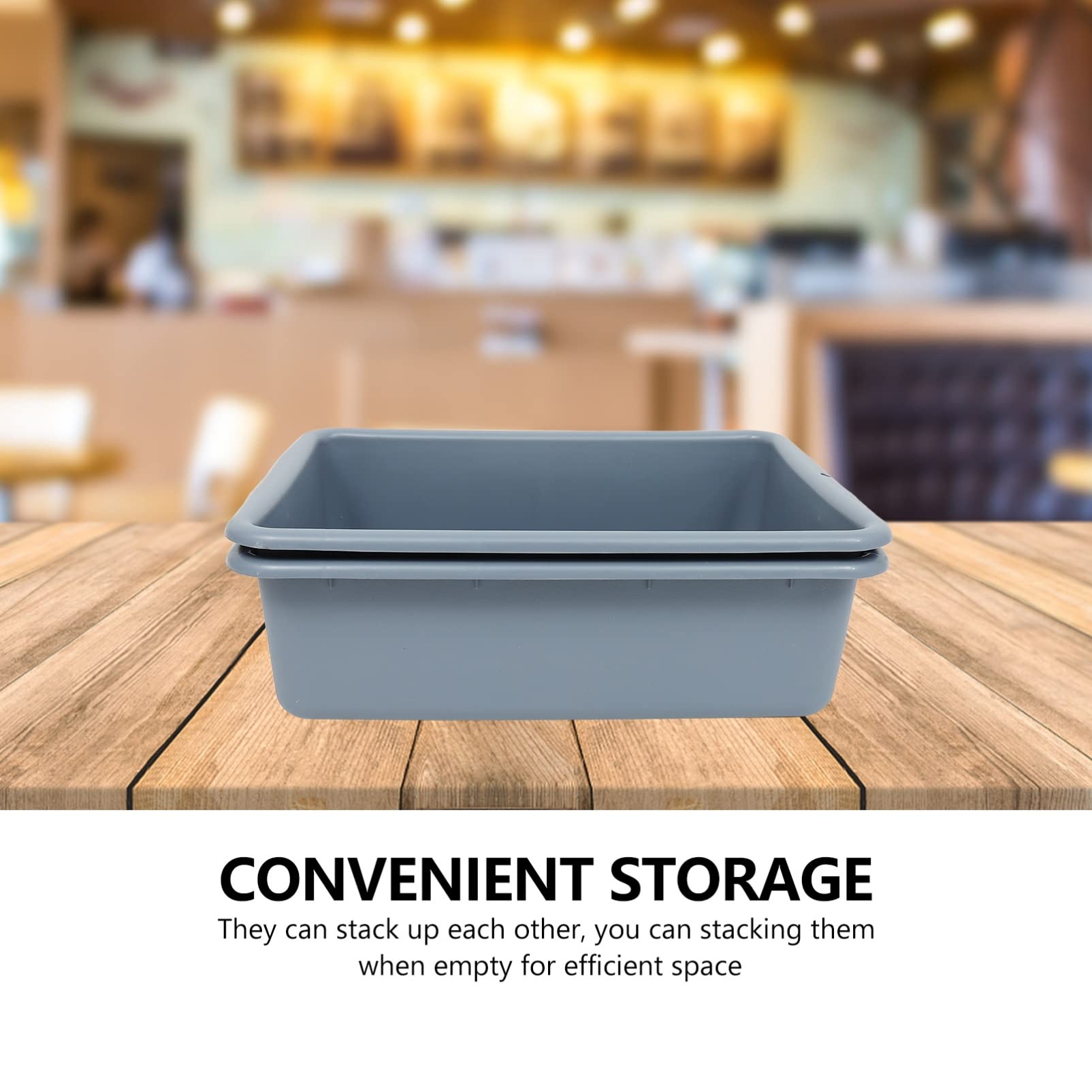 2-Pack Commercial Bus Tubs - Heavy Duty Plastic Wash Basins for Dishwashing, Food Prep & Utility Use - Ideal for Restaurants, Catering & Commercial Kitchens