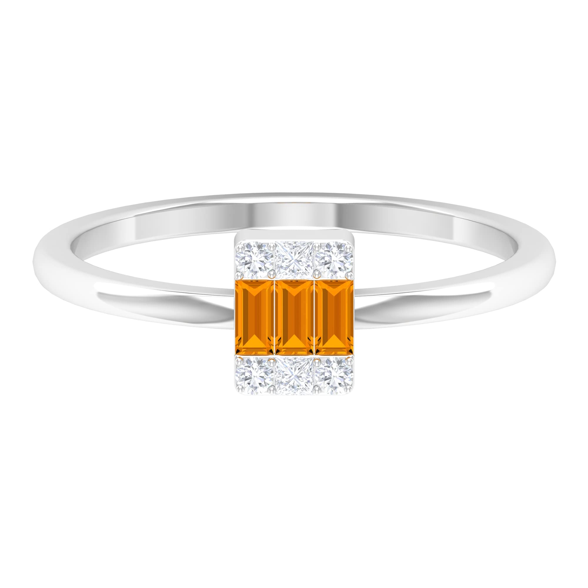 1/4 CT Orange Sapphire and Diamond Ring for Women - 14K Solid Gold Minimalist Cluster Ring | Elegant Jewelry for Weddings, Anniversaries & Special Occasions