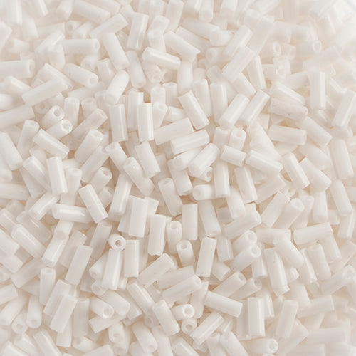 #2 Czech Bugle Beads Opaque White 25g Bag - Premium Glass Seed Beads for Jewelry Making, DIY Crafts, and Scrapbooking Projects