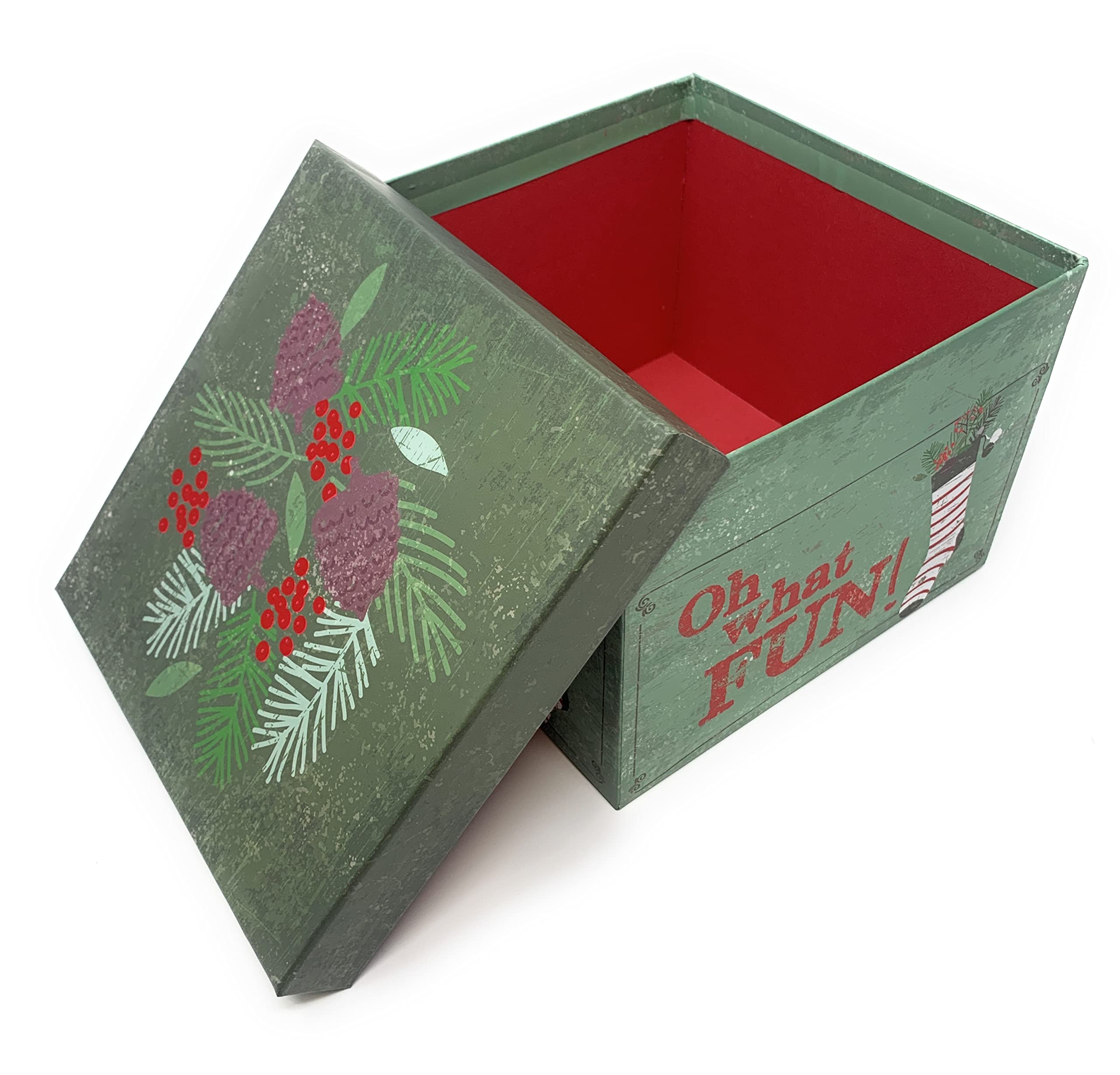 6-Piece Christmas Gift Box Set - Holiday Decor & Wrapping (Holly)