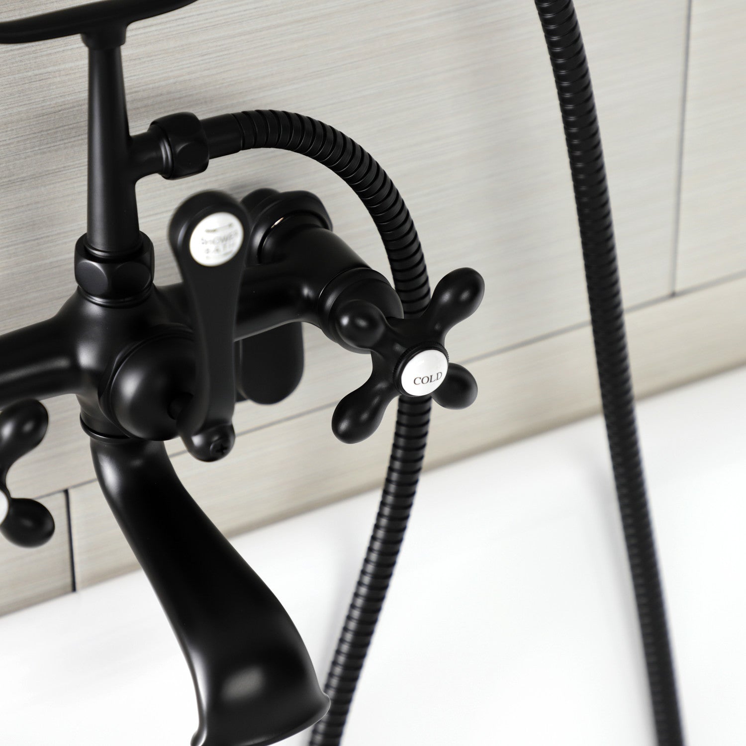 Vintage Matte Black Clawfoot Tub Faucet with Hand Shower - 3 Handle Wall Mount 2 Hole Bathroom Fixture for Antique & Modern Bathrooms | Perfect for Spa, Luxury Home Renovation