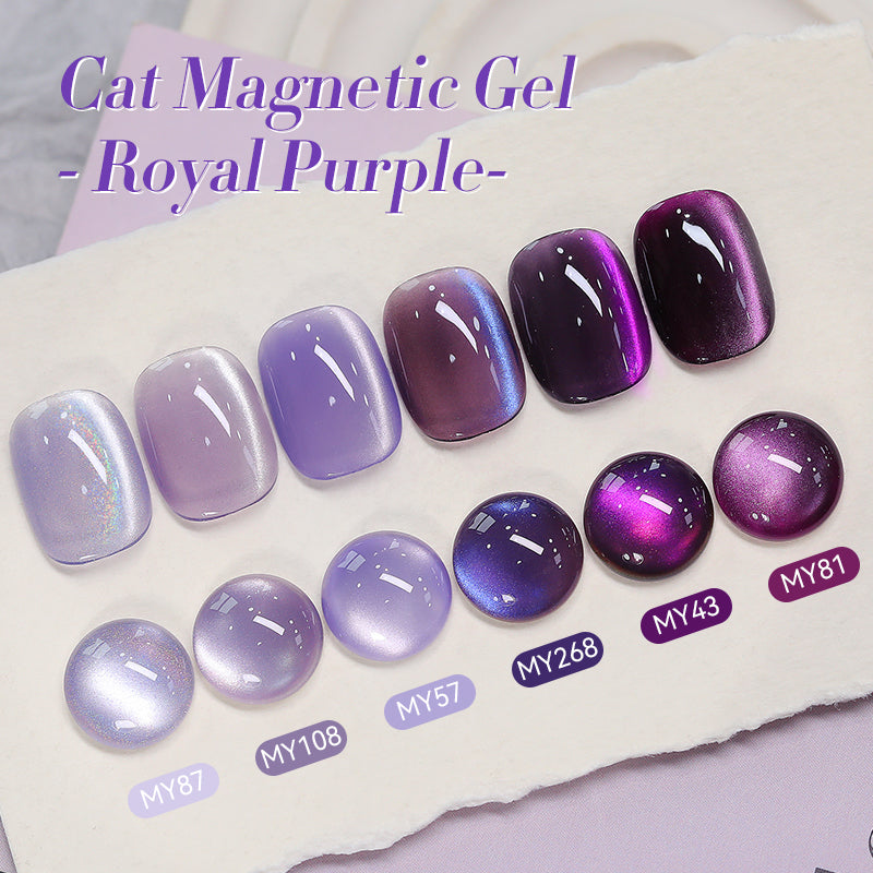 Purple Collection Cat Magnetic Gel Nail Polish 10ml - Long Lasting UV LED Nail Art for Salon & Home Manicure