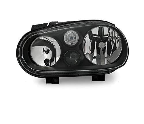 Volkswagen Golf 4 Headlight Assembly - TFL Driver & Passenger Side Set - Black Projector Headlights (LHD) - Compatible with 1997-2003 Models (VP1648) - Perfect for Night Driving & Car Upgrades