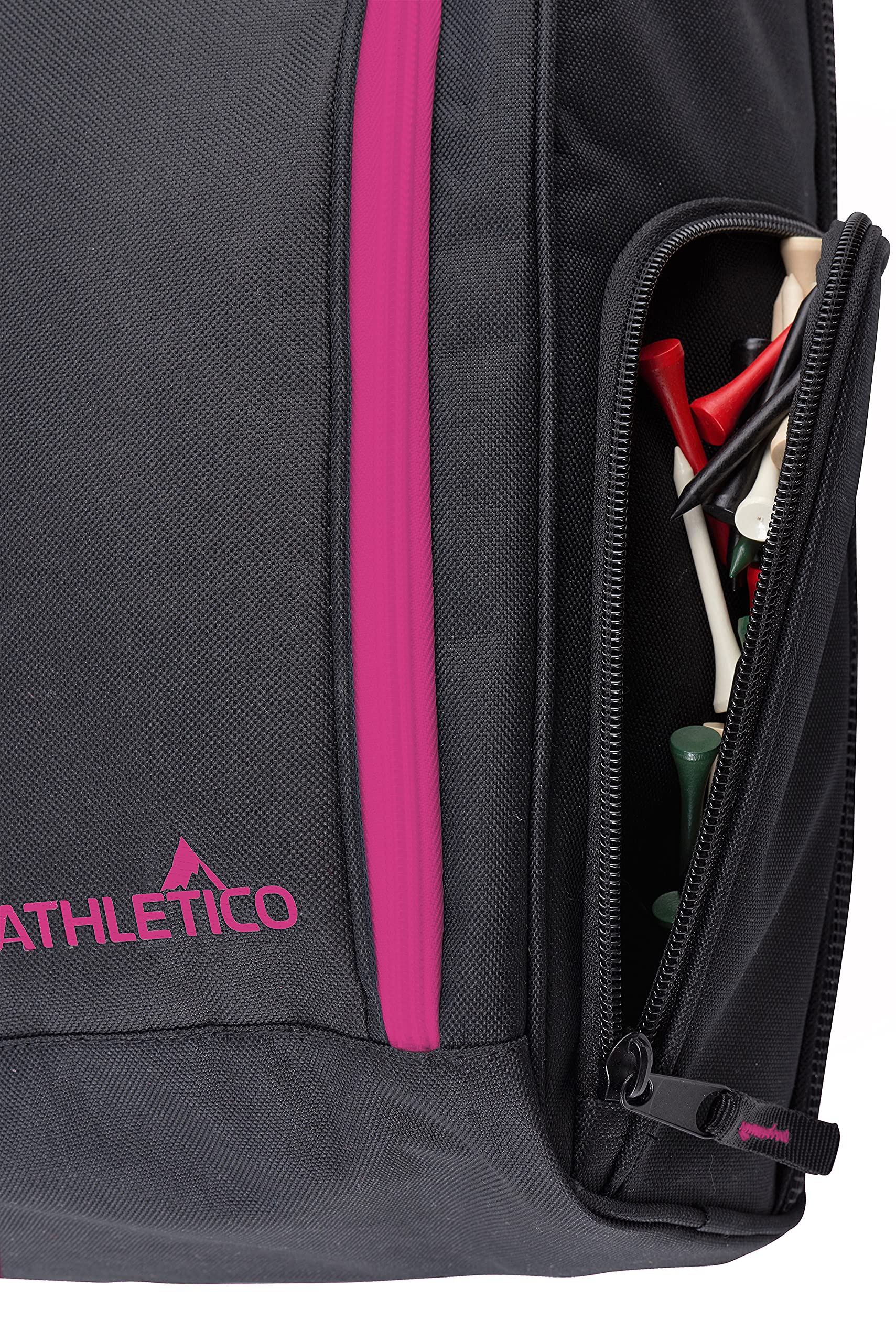 Athletico Golf Shoe Bag - Premium Zippered Shoe Carrier with Ventilation & Exterior Pocket for Socks, Tees & Accessories (Black/Pink) - Perfect for Golf Courses, Travel & Gym Storage