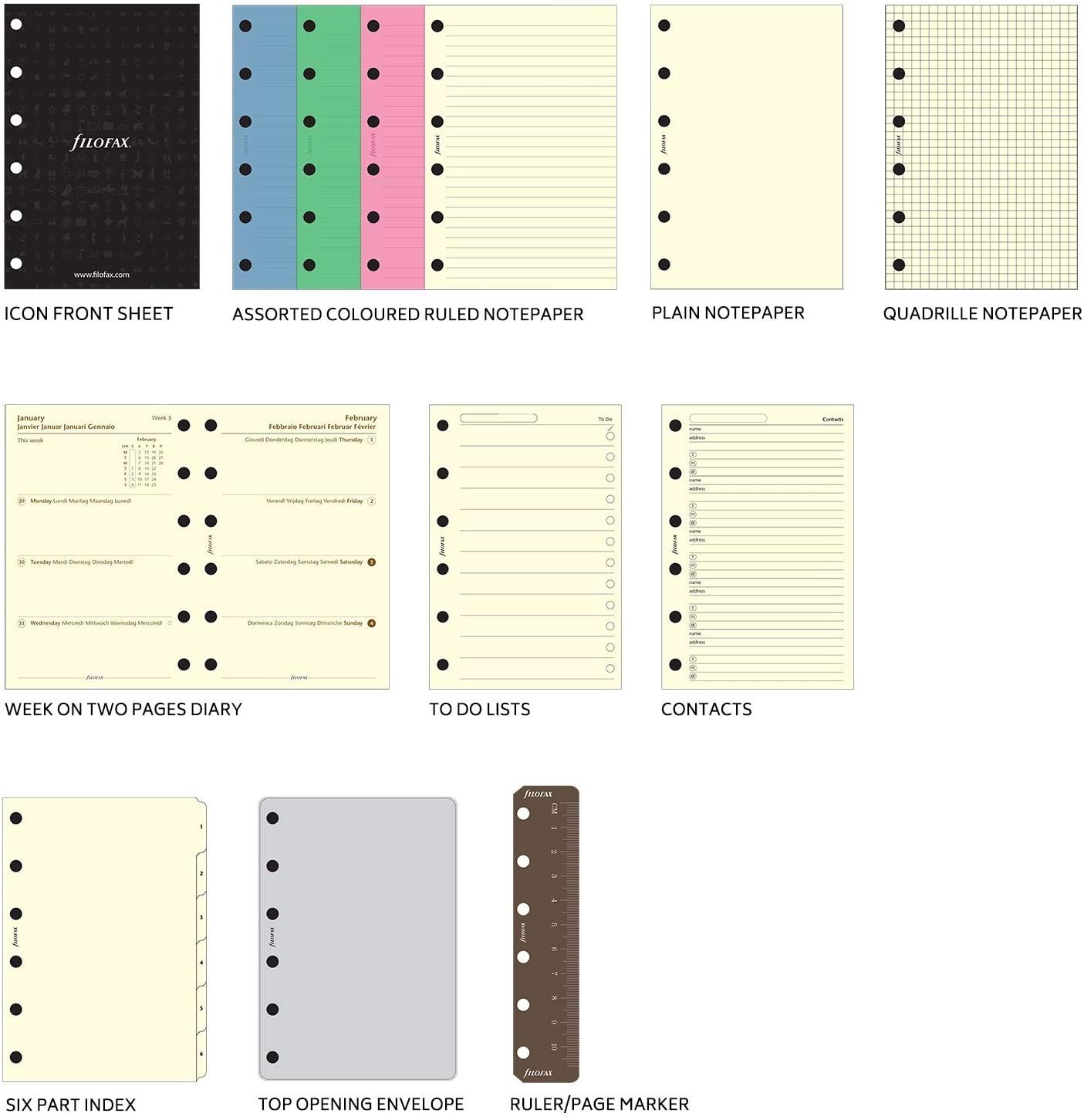 Filofax Classic Croc Print Leather Organizer - 2022-2023 Chestnut Planner with DiLoro Ballpoint Pen, Pocket Size (4.72