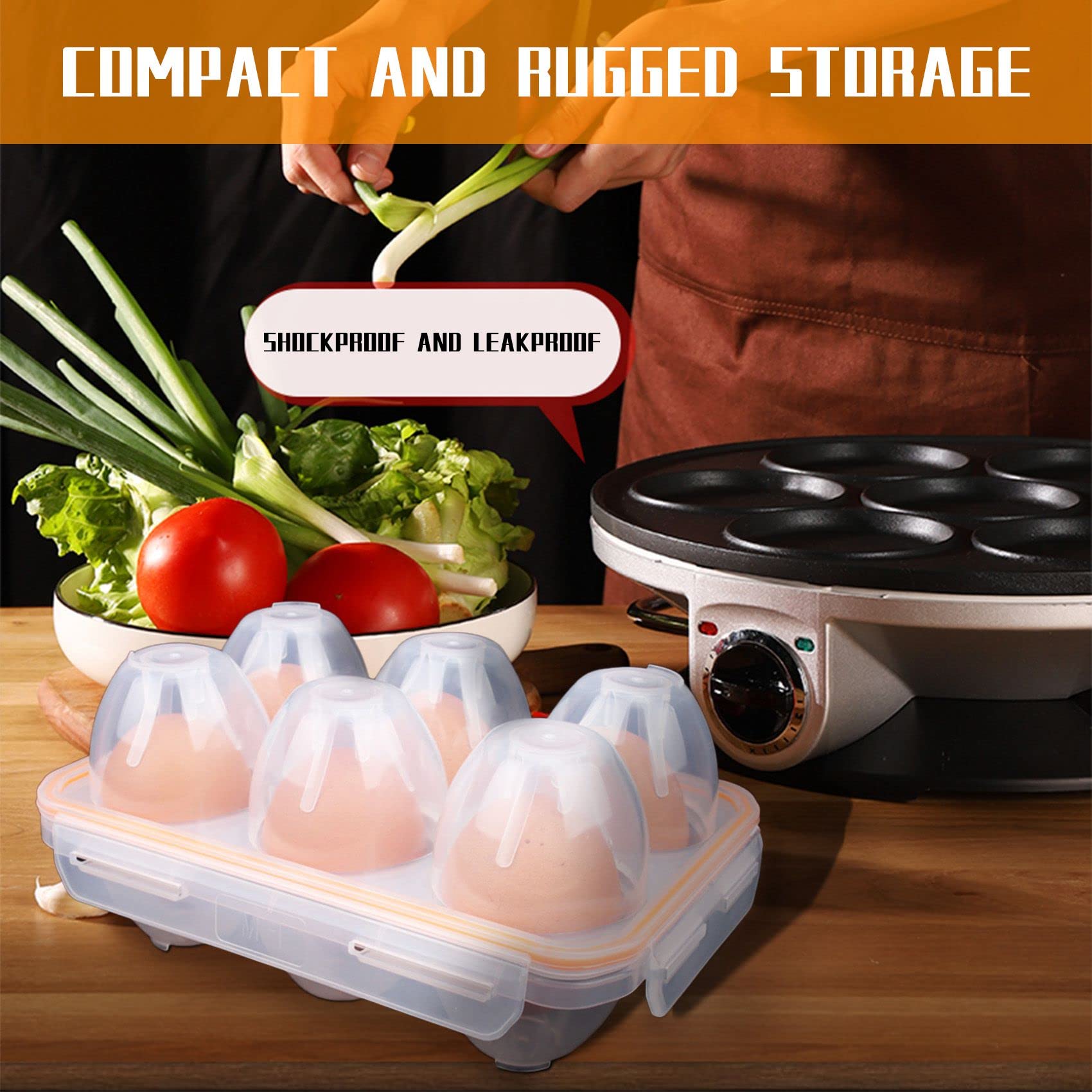 Shockproof & Leakproof Portable Egg Container for Camping - 6 Egg Storage Case Holder - Perfect for Outdoor Adventures, Picnics & Travel