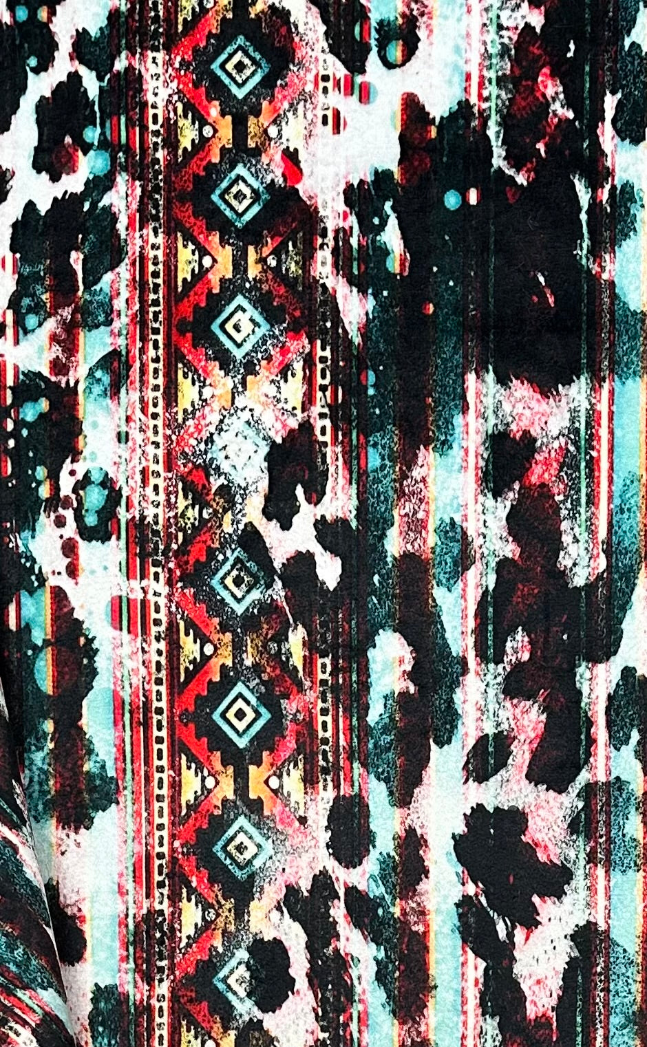 Aztec Cowhide Western Aqua Luxe Large 54x79 Minky Blanket - Soft Southwestern Throw for Couch, Bed & Home Decor