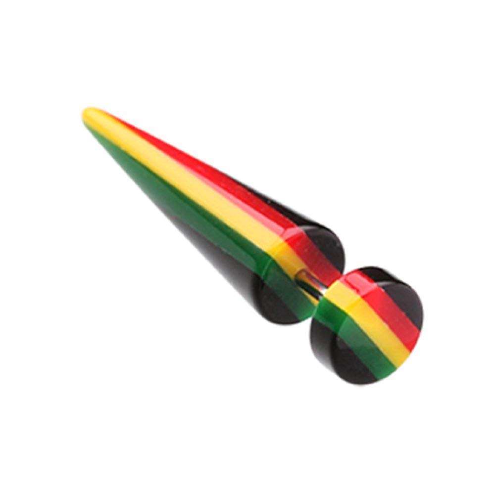 Rasta Jamaican Stripe UV Acrylic Fake Taper Earrings - Colorful Dreadlock Jewelry for Women - Perfect for Festivals, Parties & Boho Fashion