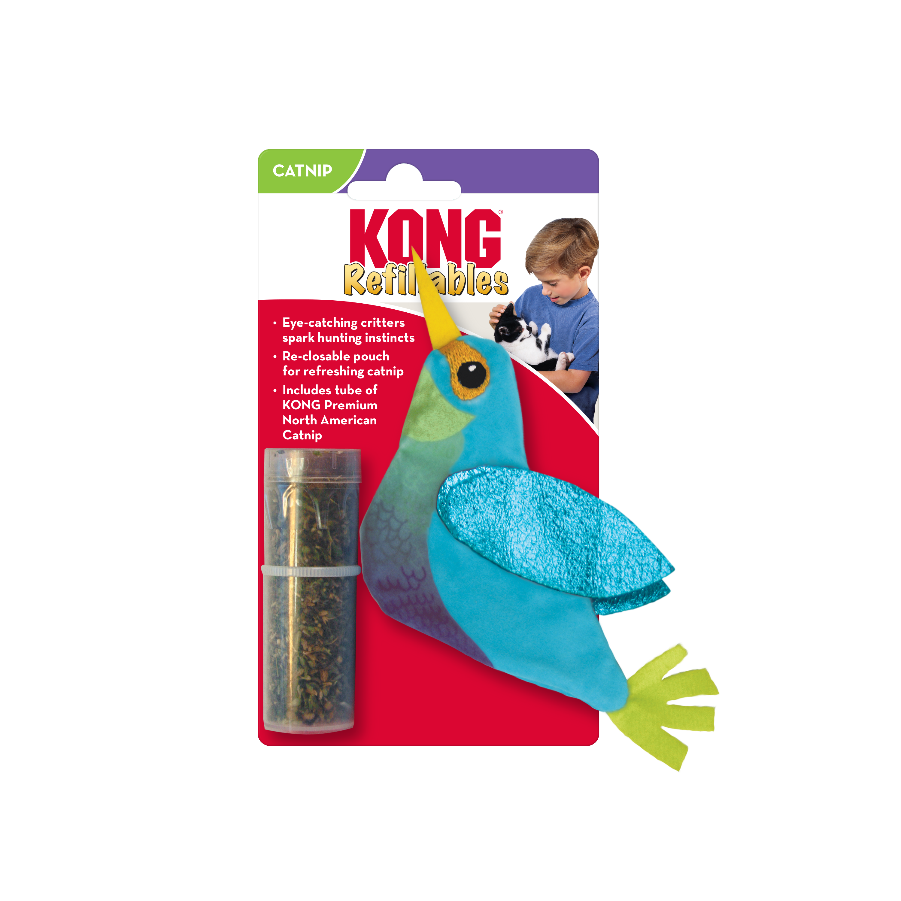 Refillable Hummingbird Cat Toy - Kong Colibrí Rellenable for Interactive Play, Enrichment & Exercise | Perfect for Indoor Cats, Playtime & Mental Stimulation