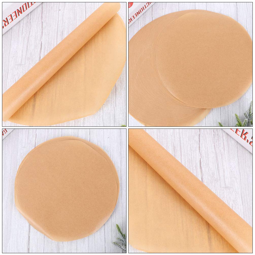 Hemoton 200-Pack Non-Stick Round Parchment Paper Liners for BBQ, Cheesecake, Steaming & Baking - Perfect for Air Fryer, Oven, and Griddle Cooking