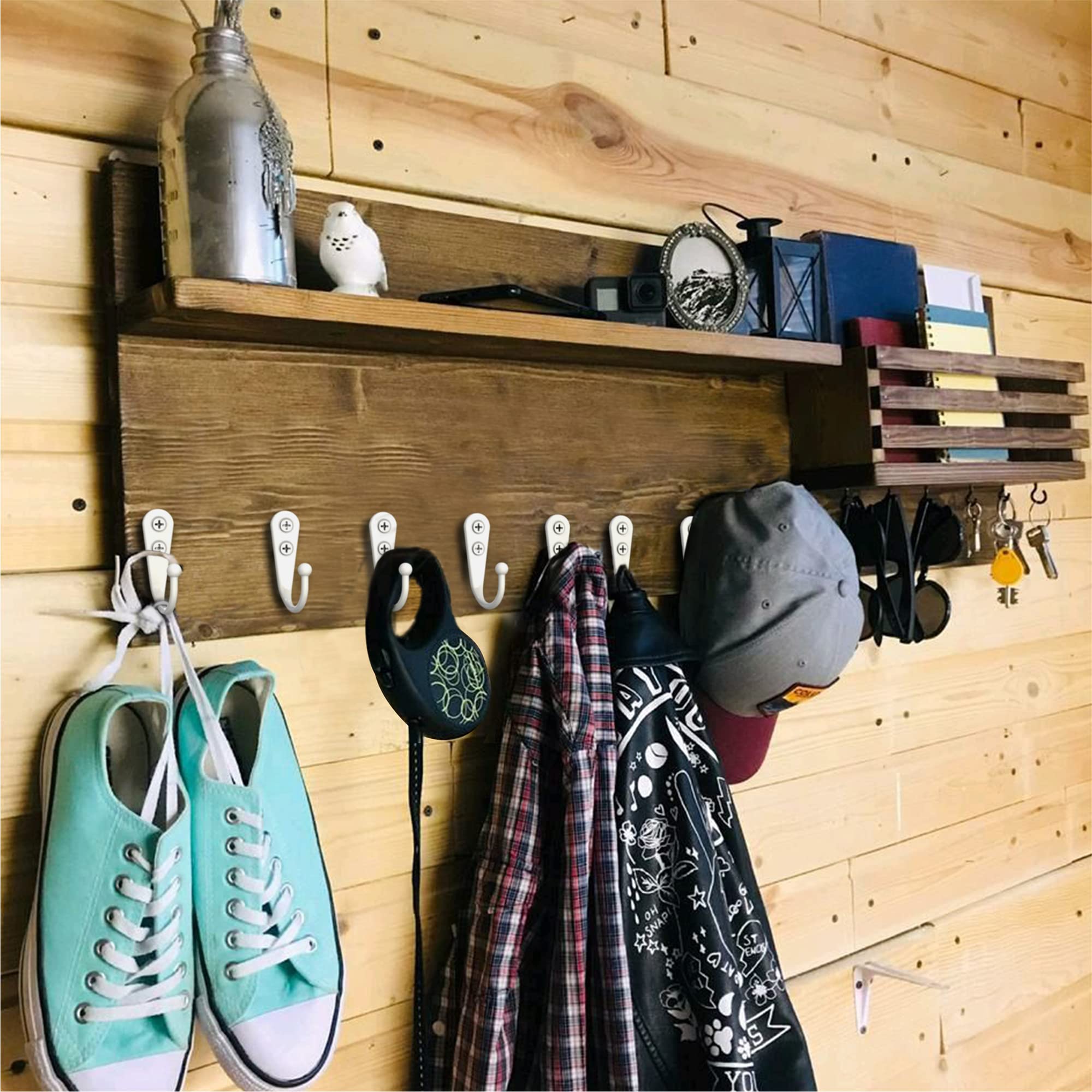 15-Pack White Wall Mount Coat Hooks - Heavy Duty Robe, Backpack & Hat Hangers with 30 Screws Included - Perfect for Mudroom, Entryway, Bathroom & Closet Organization