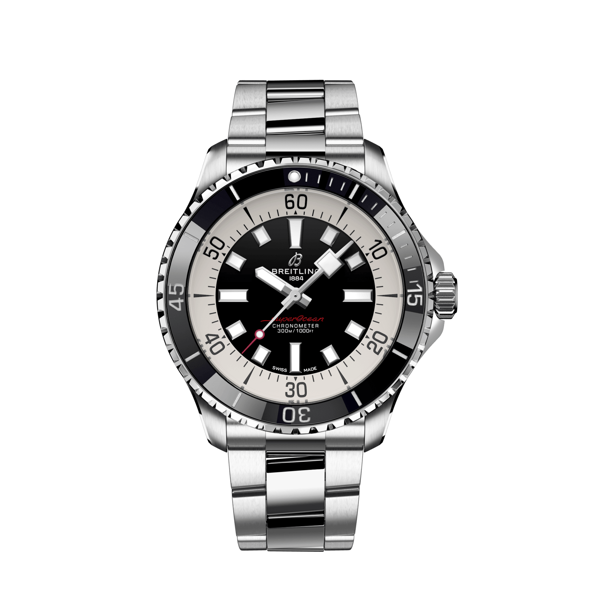 Breitling Superocean Automatic 44mm Stainless Steel Men's Diving Watch - Luxury Waterproof Chronometer for Professional Divers & Water Sports Enthusiasts