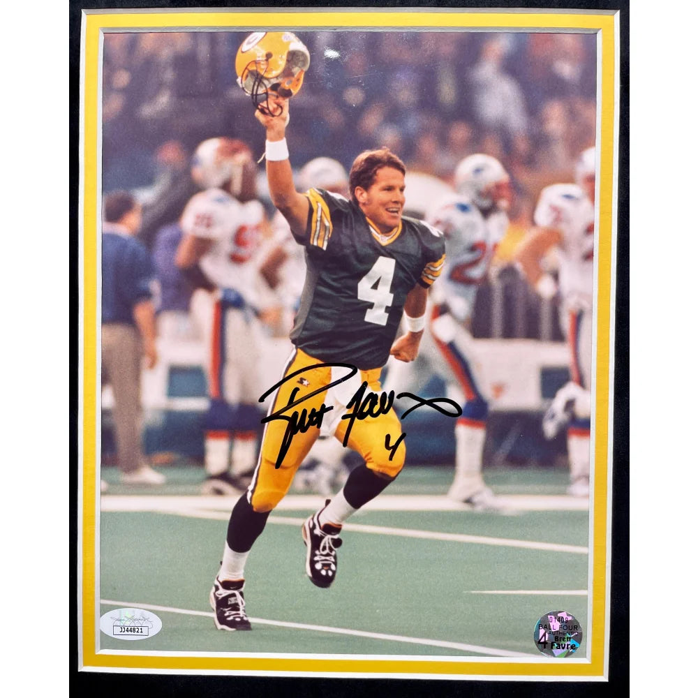 Brett Favre Autographed Green Bay Packers 8x10 Photo Collage - Framed Memorabilia with JSA COA - Perfect for Sports Fans, Man Cave Decor, and NFL Collectors