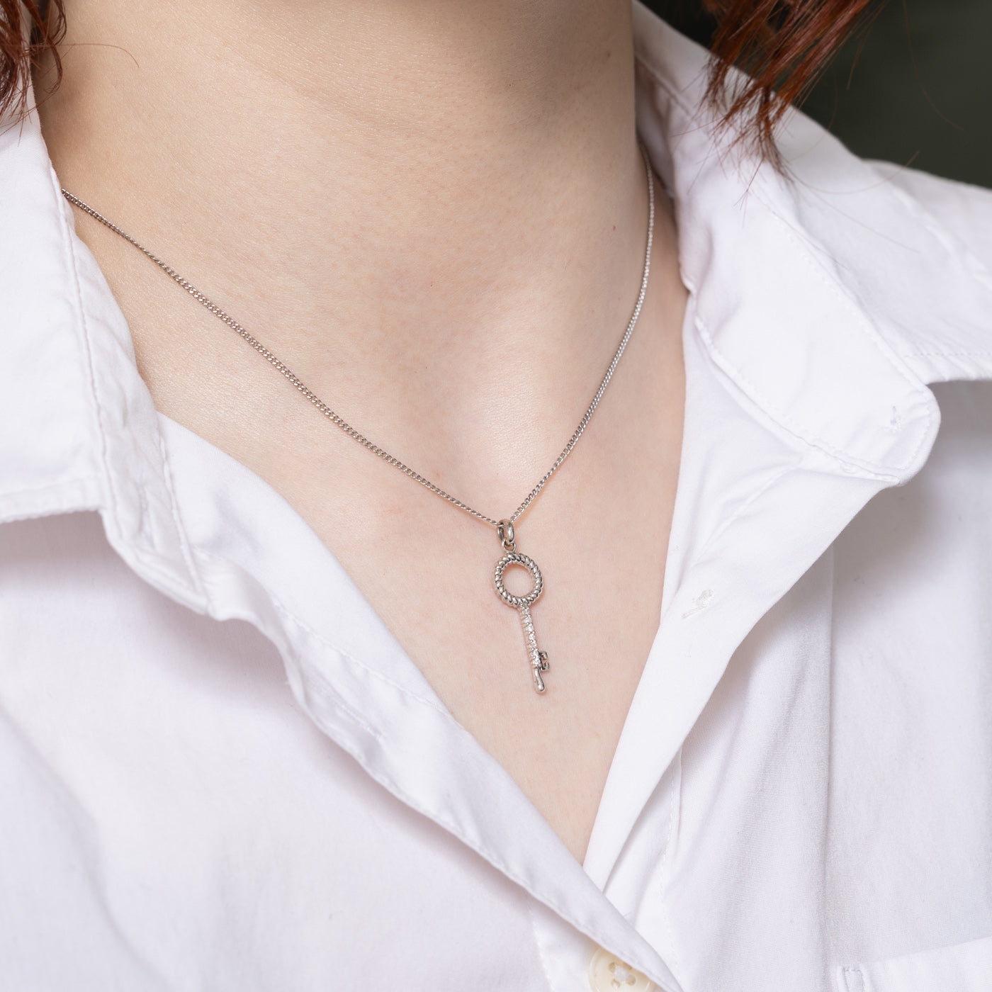 0.05ctw Diamond Key Pendant Necklace - Elegant & Dainty Jewelry Gift for Women - Perfect for Anniversaries, Birthdays & Special Occasions