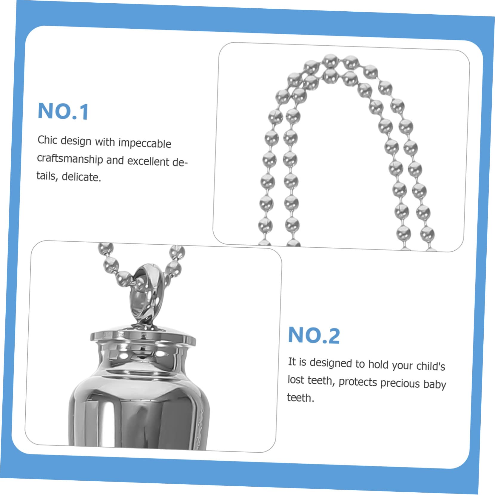 GARVALON Baby Keepsake Necklace - Titanium Steel Milk Teeth Case & Lanugo Charm for Newborn Memory - Perfect Baby Shower Gift & First Tooth Keepsake Jewelry