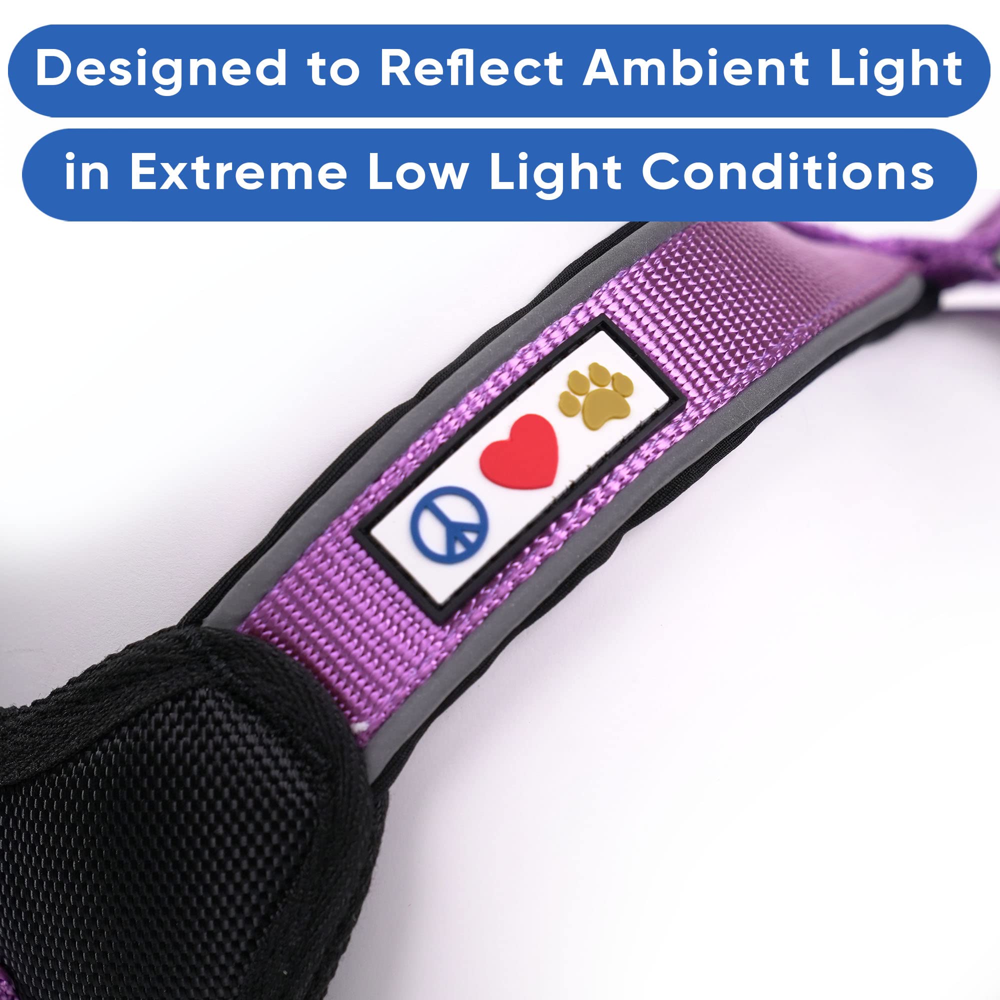 **Pawtitas Reflective Padded Dog Harness - Comfortable & Adjustable for Walking, Running - Small (S) Orchid Pet Vest - Perfect for Nighttime Safety & Outdoor Adventures**