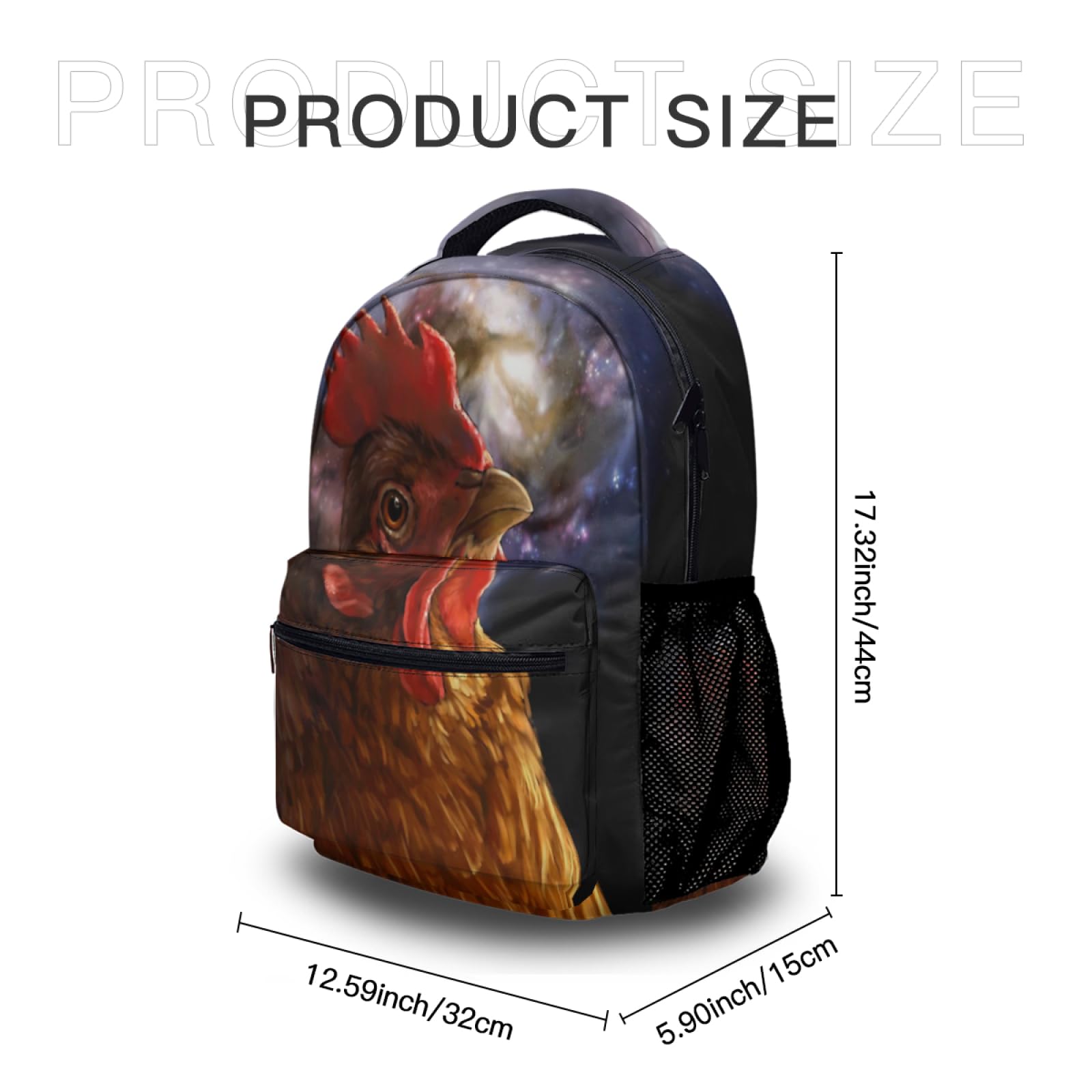 Galaxy Print Chicken School Backpack for Kids - Lightweight Durable Travel Backpack for Boys & Girls - Perfect for School, Day Trips & Outdoor Adventures