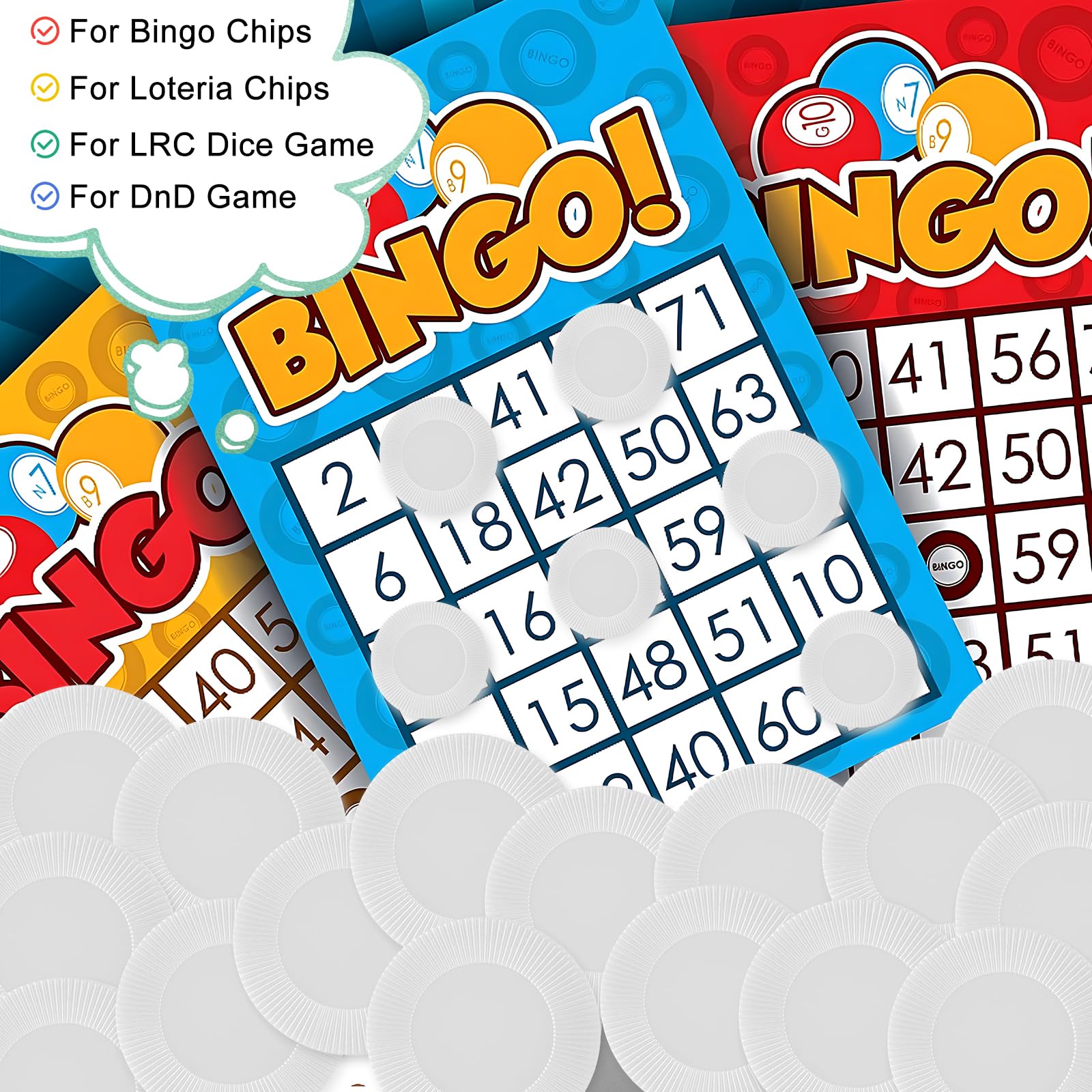 Coopay 600-Piece Plastic Poker Chips Set - 38mm/1.5 Inch White Bingo Chips for Card Games, Math Counting Practice, Teaching Rewards & Casino Night Fun - Bulk Learning Counters & Game Tokens for Home, Classroom & Party Use