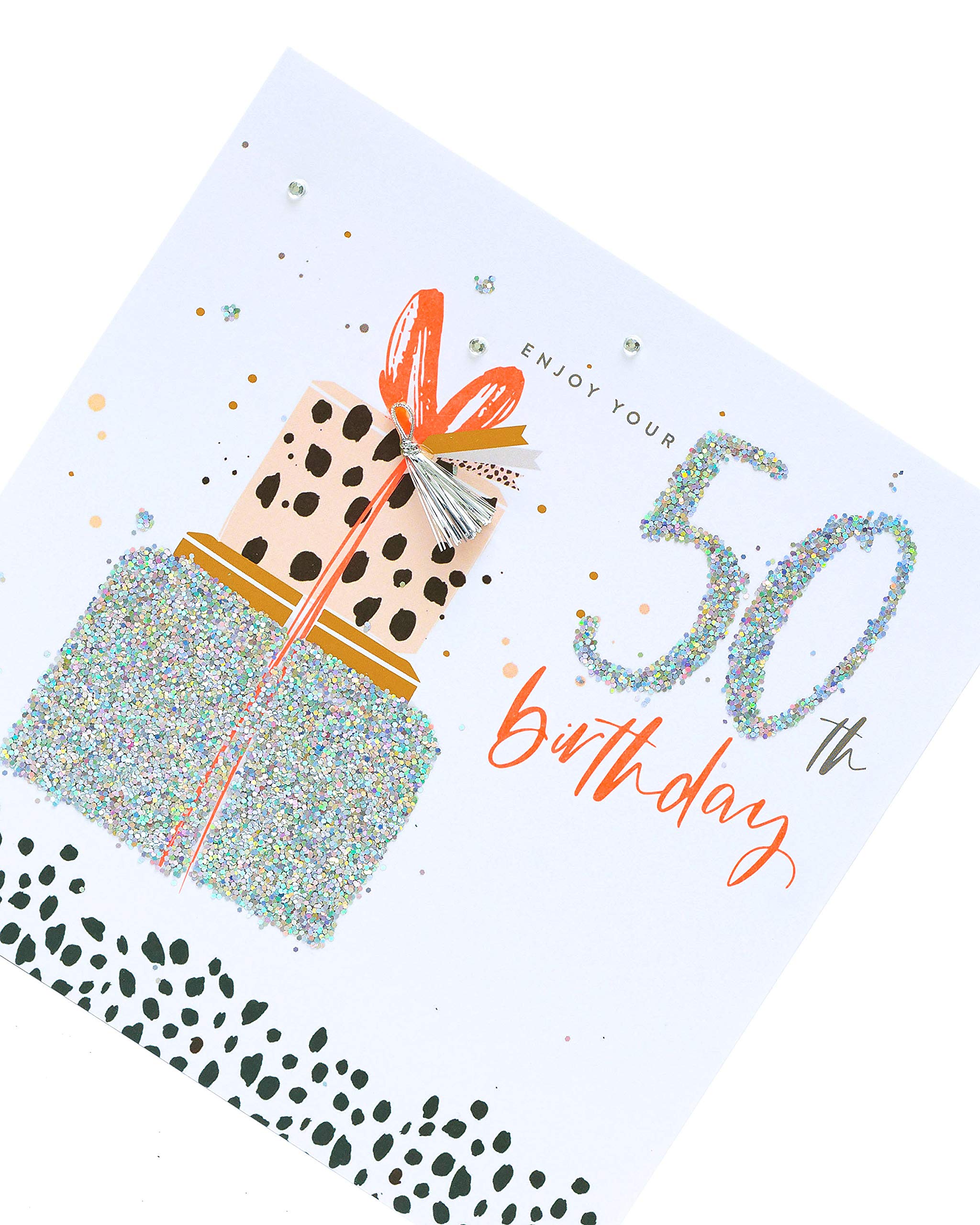 UK Greetings Age 50 Foiled Finish 50th Birthday Card - Elegant Golden Anniversary Present (646186-0-1) - Perfect for Milestone Celebrations & Gift Giving