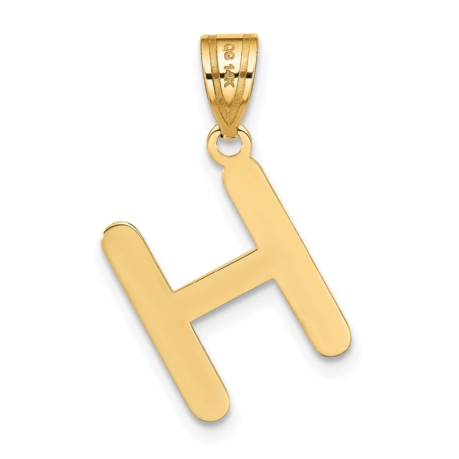 14K Gold Slanted Bubble Letter H Pendant for Women - Elegant Layering Necklace