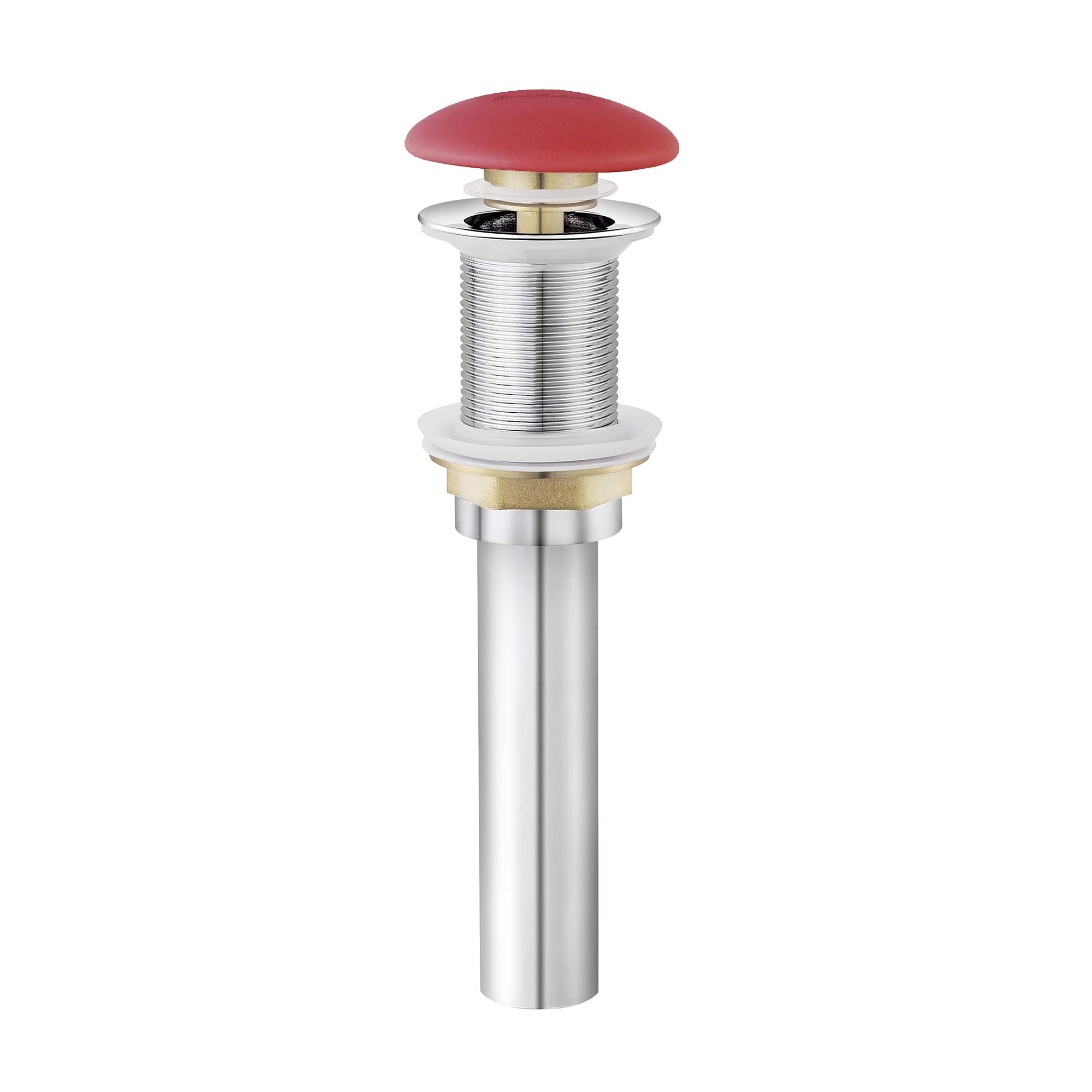 Matte Red Ceramic Pop-Up Drain Without Overflow - Modern Bathroom Sink Drain for Contemporary Home Decor