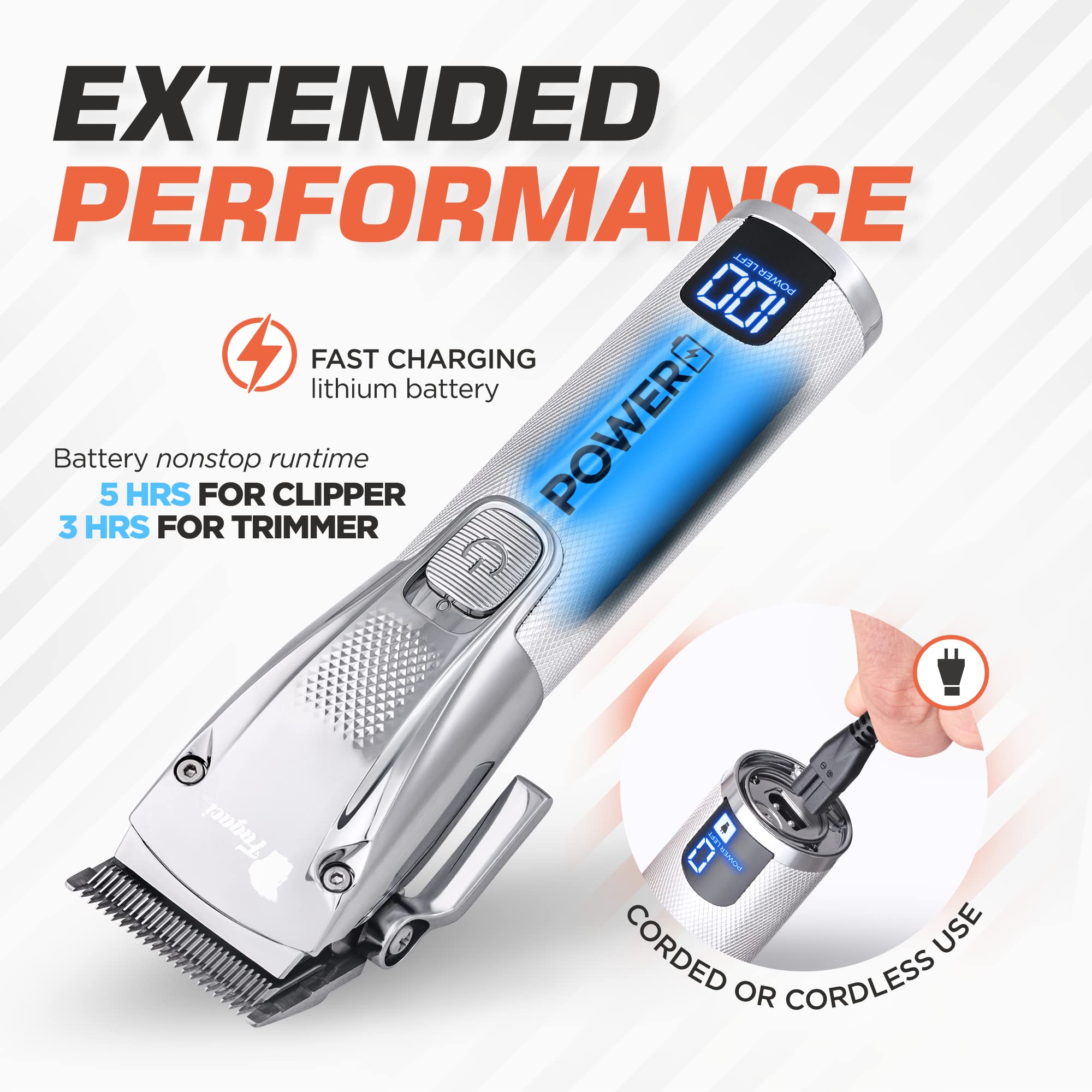 Professional Hair Clippers for Men - Cordless Barber Clippers & Trimmers Set with Turbo Power & Precise Cutting - Haircut Kit for Home & Salon Use - Perfect for Fades, Buzz Cuts & Styling
