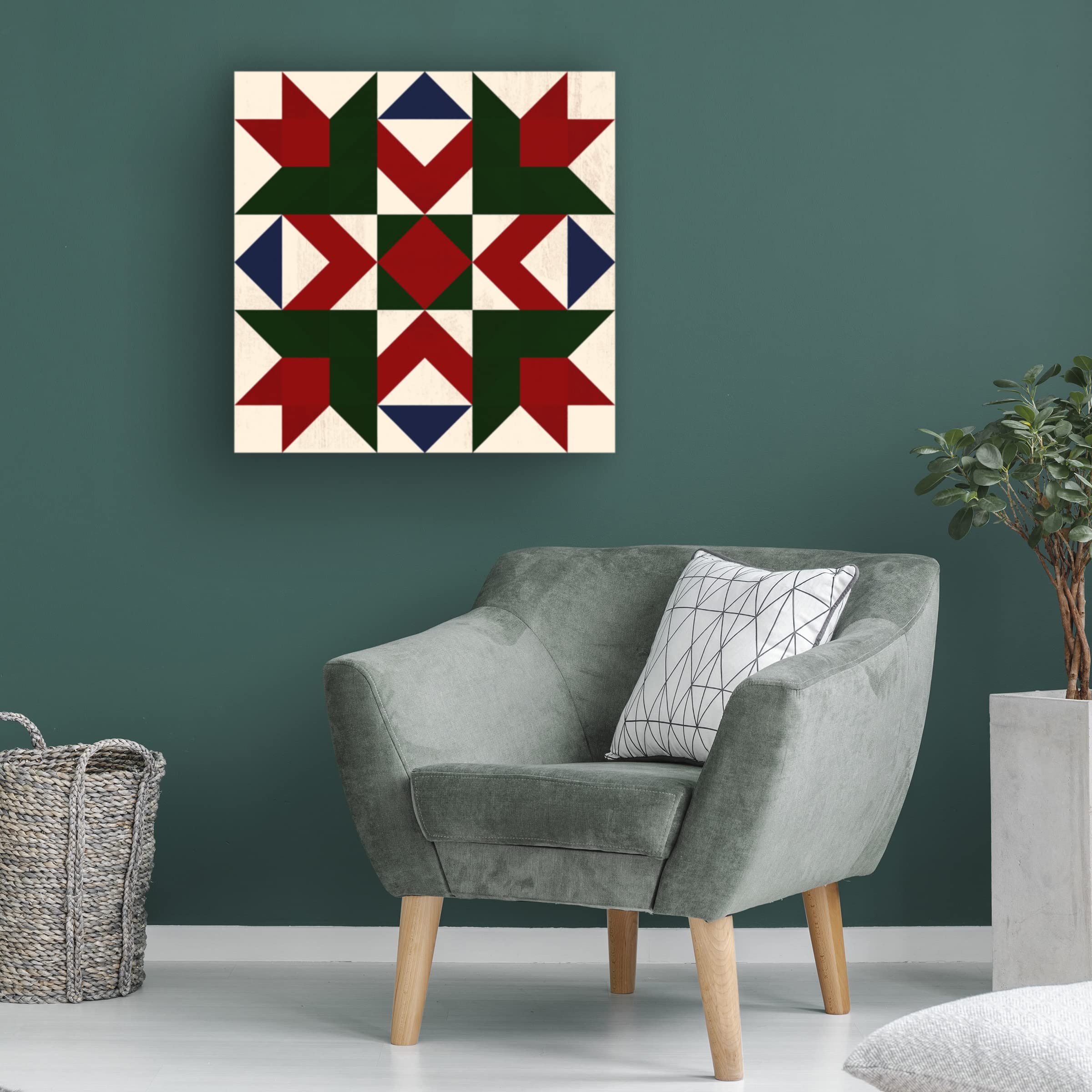 Victoria Barnes 'Christmas Barn Quilt III' Canvas Wall Art Print - Holiday Home Decor for Living Room, Bedroom & Office