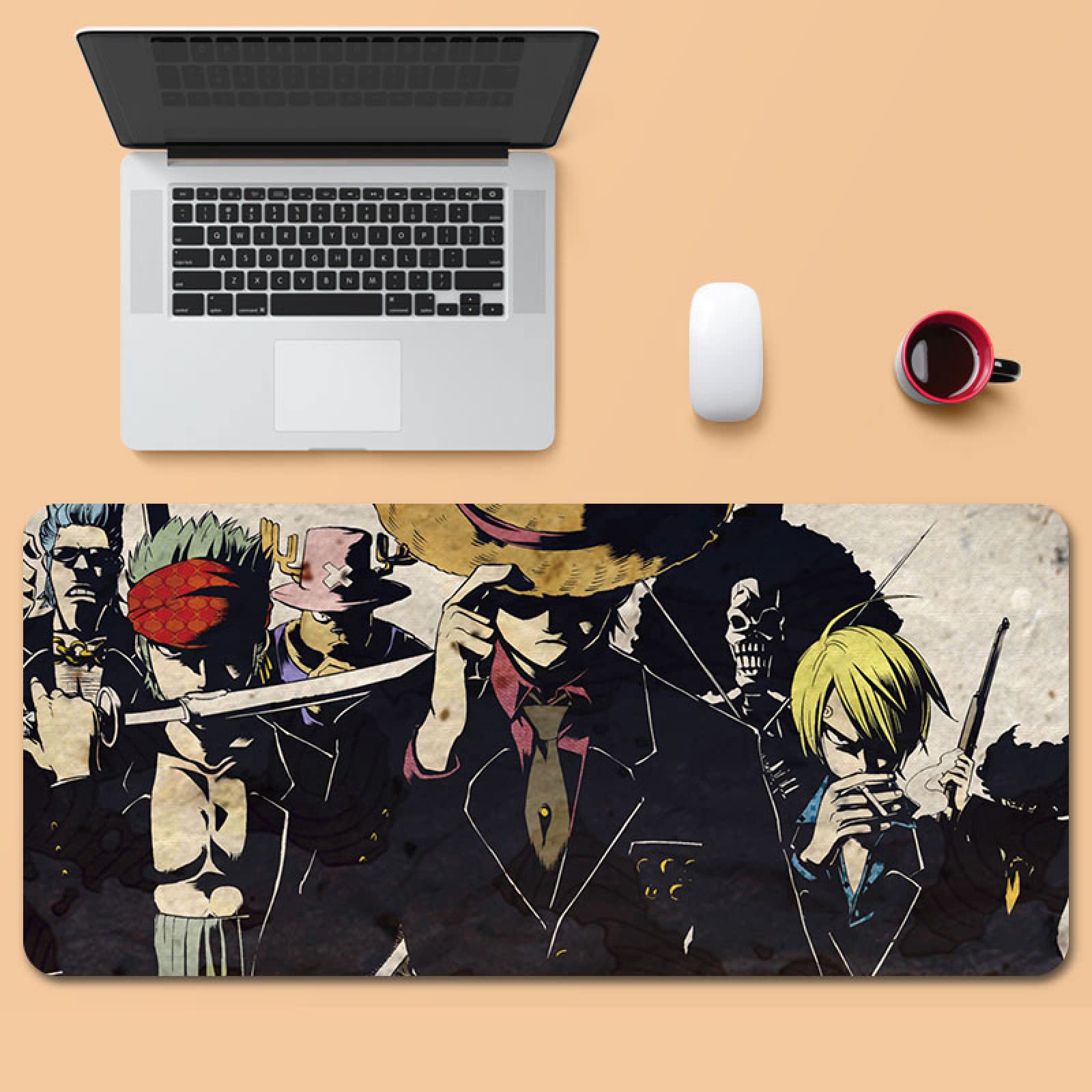 One Piece Anime Gaming Keyboard and Mouse Pad - Large Extended Non-Slip Rubber Base Desk Mat for PC, Laptop, Office (800x300x3mm) - Perfect for Gaming Setups, Workstations, and Anime Fans