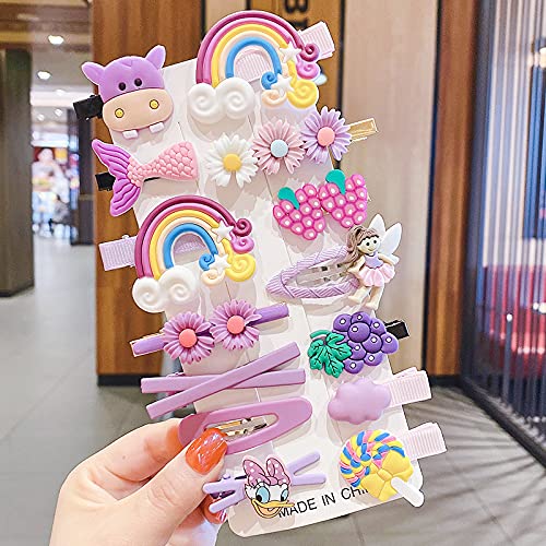 SONPAL 14-Piece Multi Unicorn Ice Cream Hair Clips Set - Cute Baby Hairpins for Girls & Toddlers - Barrettes Hair Accessories (Purple) - Perfect for Parties, School & Daily Styling