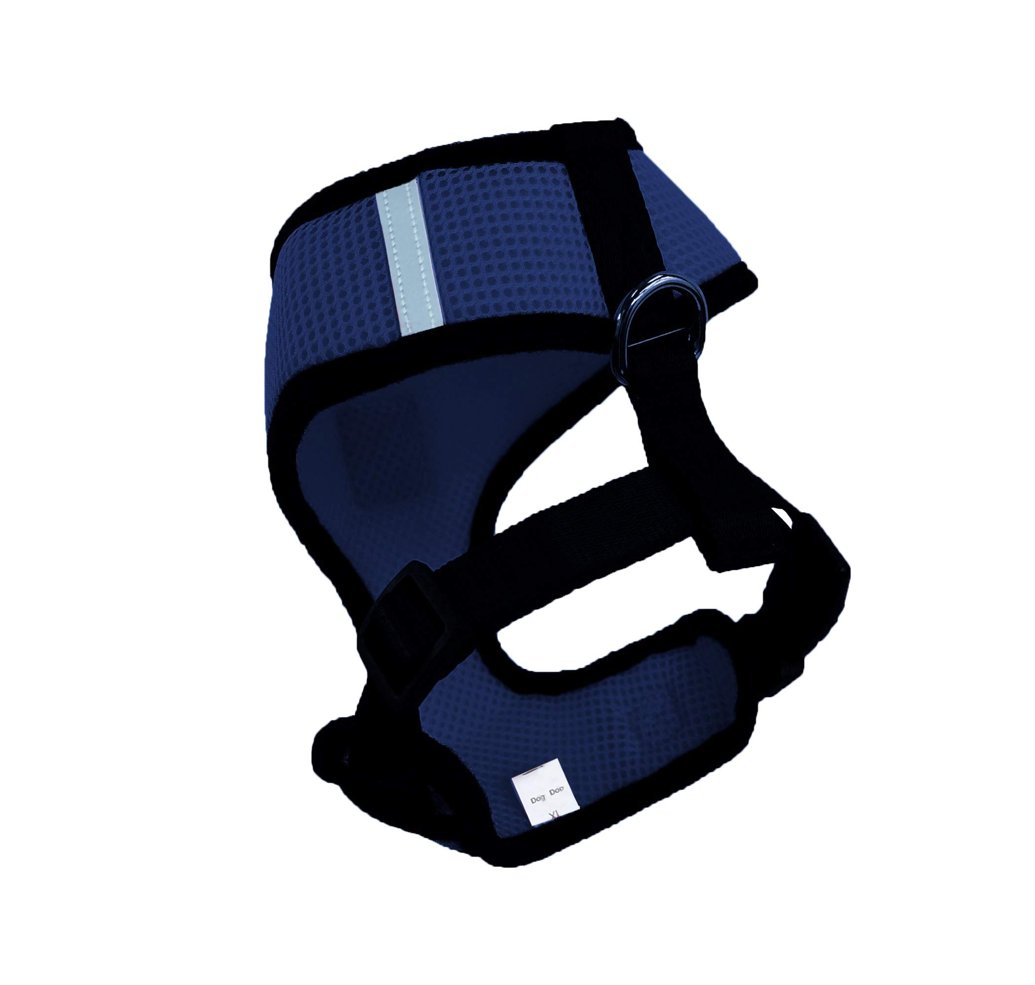 No Pull No Choke Reflective Dog Harness - Adjustable Breathable Front Clip Pet Vest for Small Medium Large X-Large Dogs (Navy Blue) - Perfect for Walking Running Hiking & Nighttime Safety