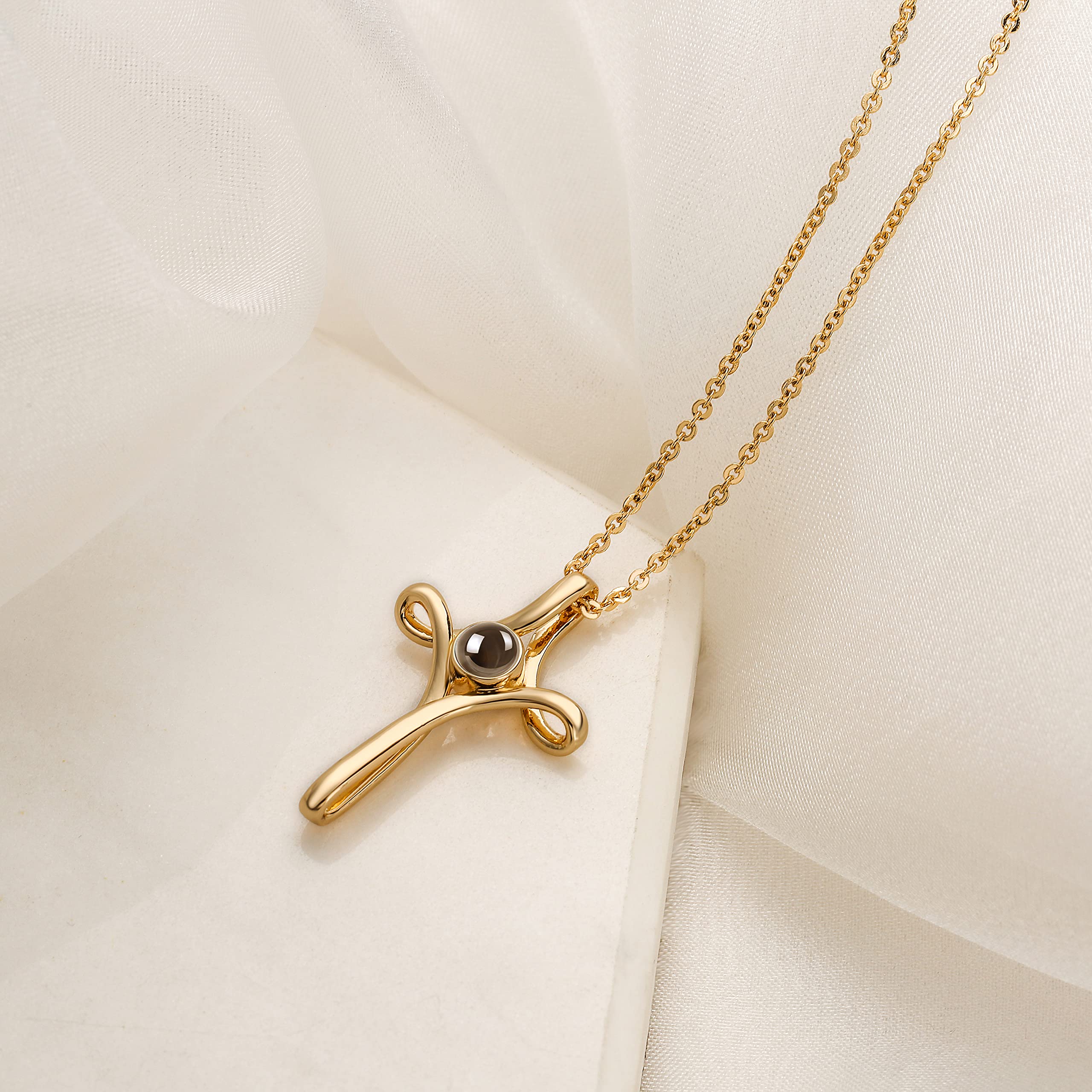 14K Gold Cross Necklace with Bible Verse for Women & Girls - Christian Religious Jewelry, First Communion & Confirmation Gift - Perfect for Church, Weddings & Special Occasions