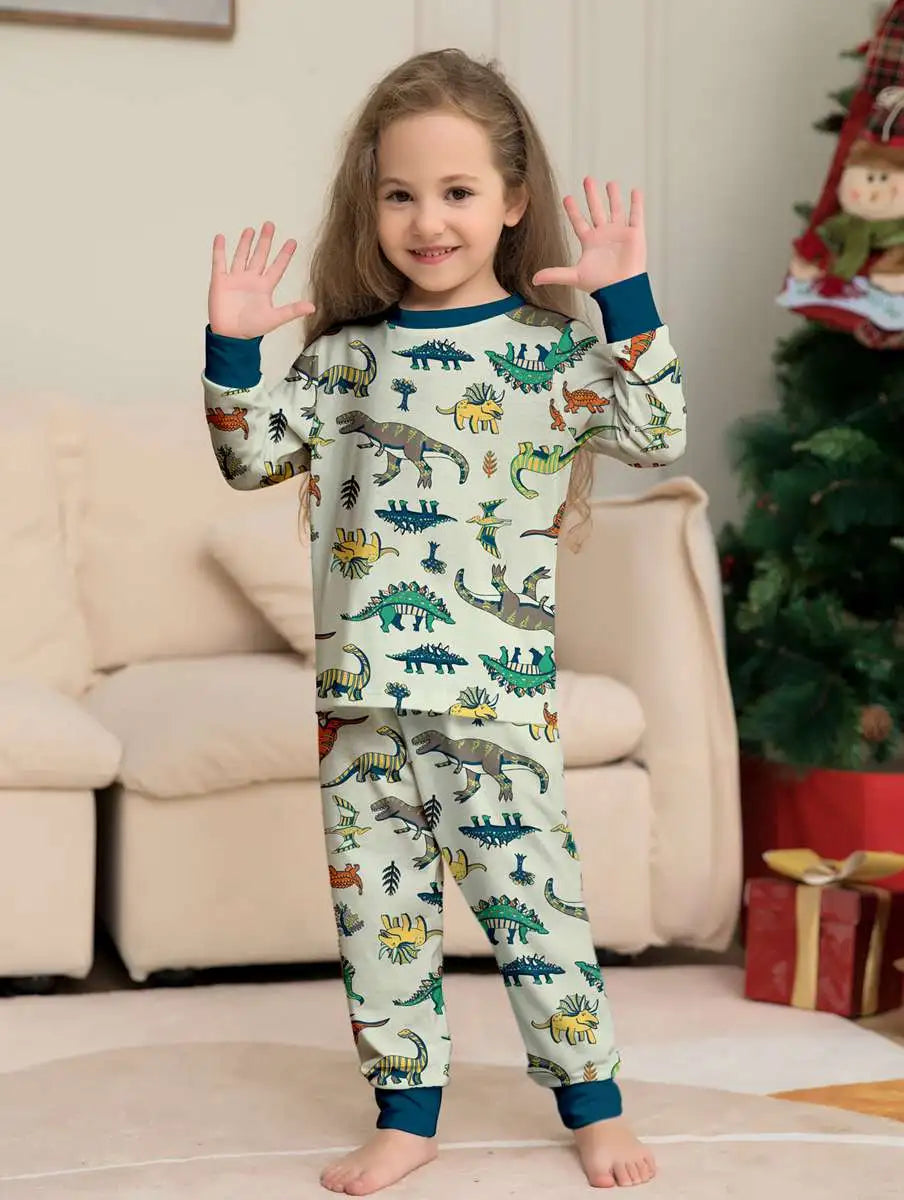 **Dinosaur Family Matching Christmas Pajamas Set - Cozy Holiday PJS for Kids & Adults - Perfect for Christmas Morning & Family Photos**