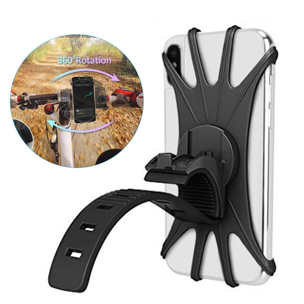 Flexible Silicone Bike Handlebar Phone Mount Holder - Adjustable & Secure Bicycle Accessory for iPhone & Android - Perfect for Cycling, Commuting & Outdoor Adventures (Grey)