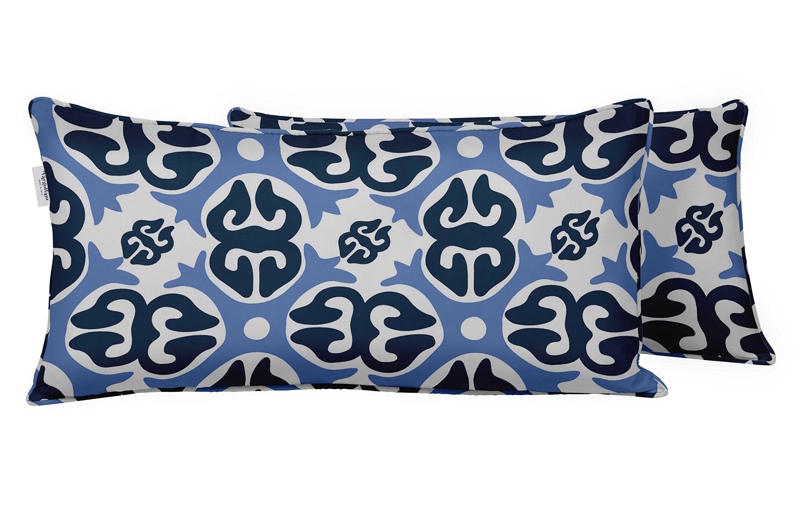 Waterproof Polyester Lumbar Pillow Covers Set of 2 (12x24 Inch) - All-Weather Indoor/Outdoor Decorative Cushion Cases for Patio Sofa, Chair, Bench - Abstract Design #13
