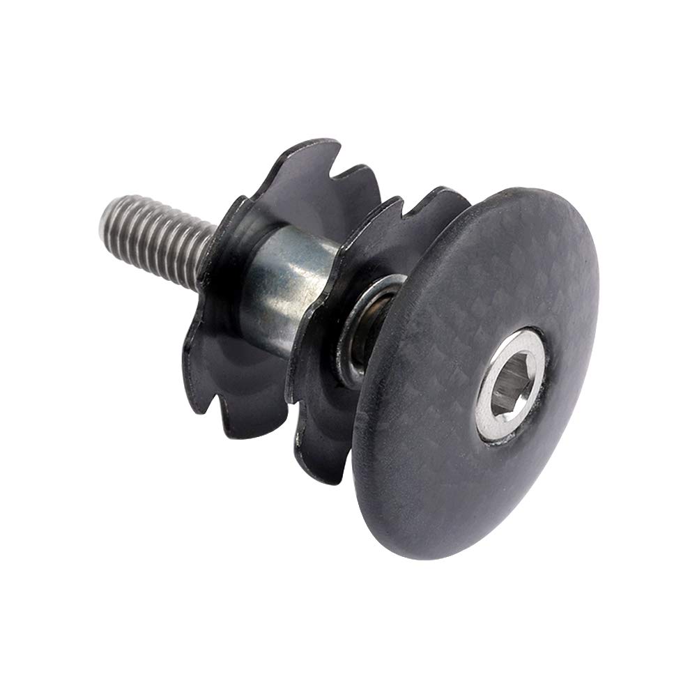 Premium Carbon Fiber Bike Headset Top Cap with M6x35mm Titanium Bolt & Star Nut - Compatible with 1-1/8