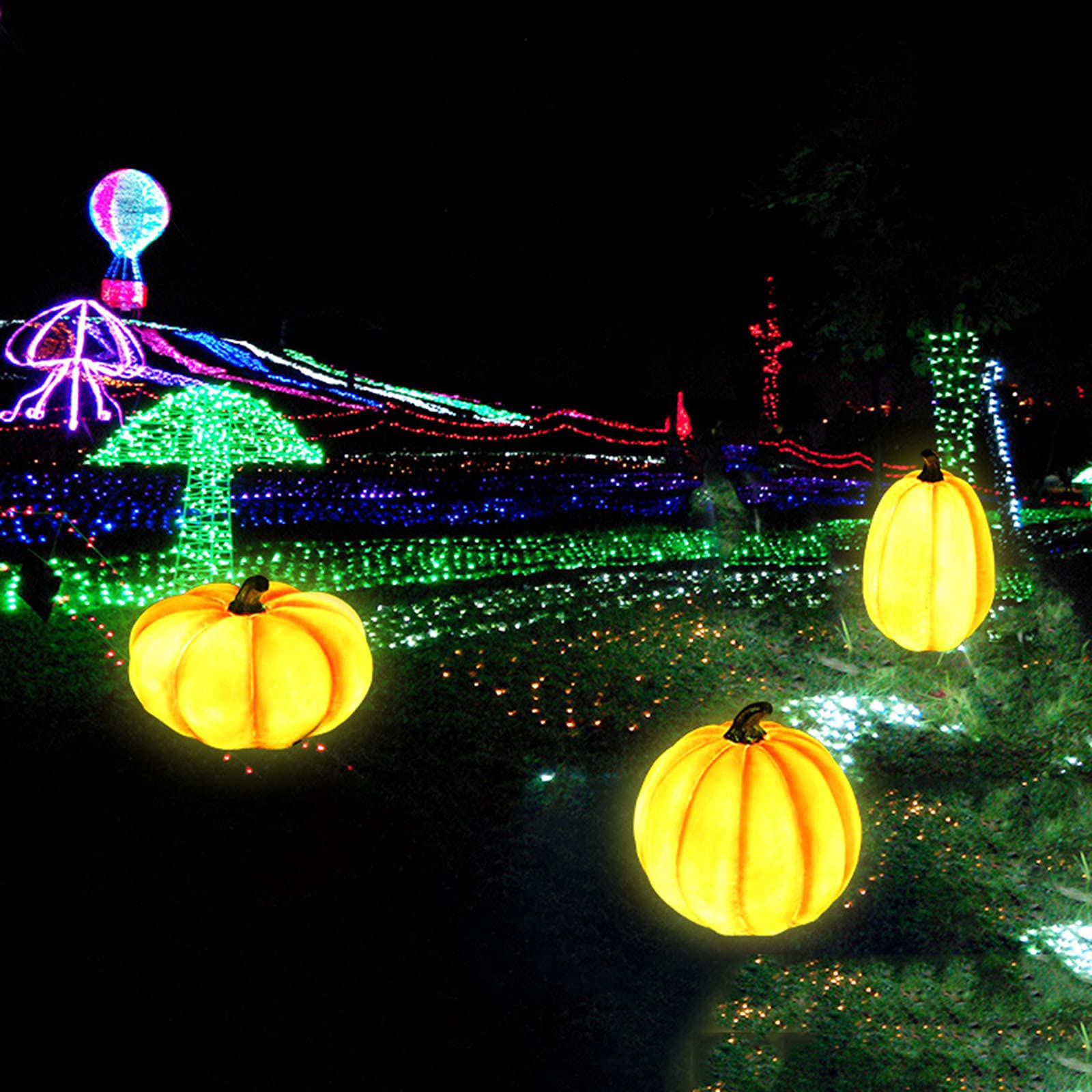 Artificial Pumpkin Decor - Fall Harvest Halloween Thanksgiving Christmas Home Decor with LED Lights | Perfect for Indoor Outdoor Garden Party Wedding Seasonal Decorations
