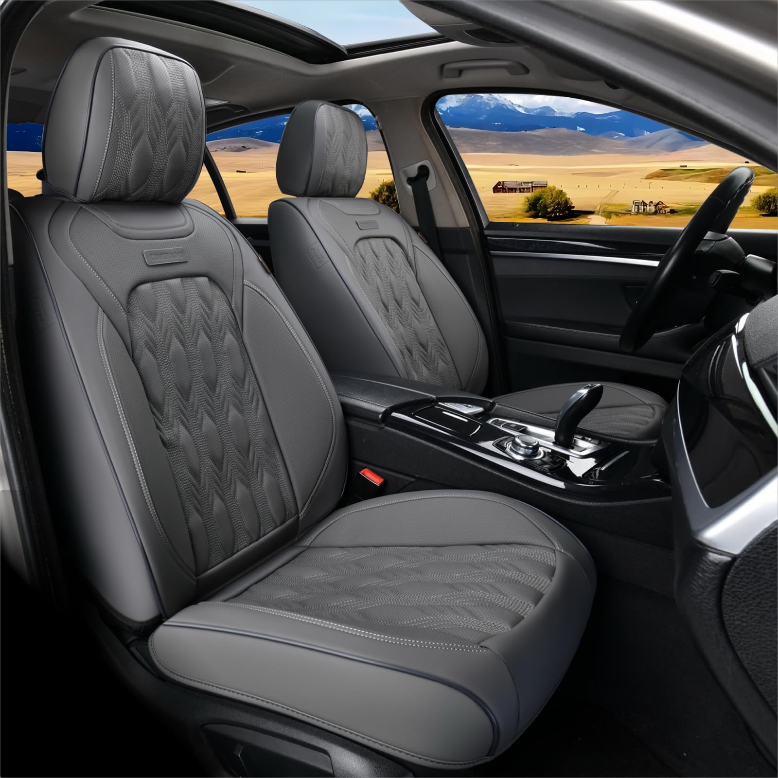 Premium Car Seat Covers Full Set - 5-Piece Luxury Leather Seat Protectors for Front & Back Seats | Waterproof, Universal Fit for Most Vehicles | Perfect for Daily Commute, Road Trips & Family Protection