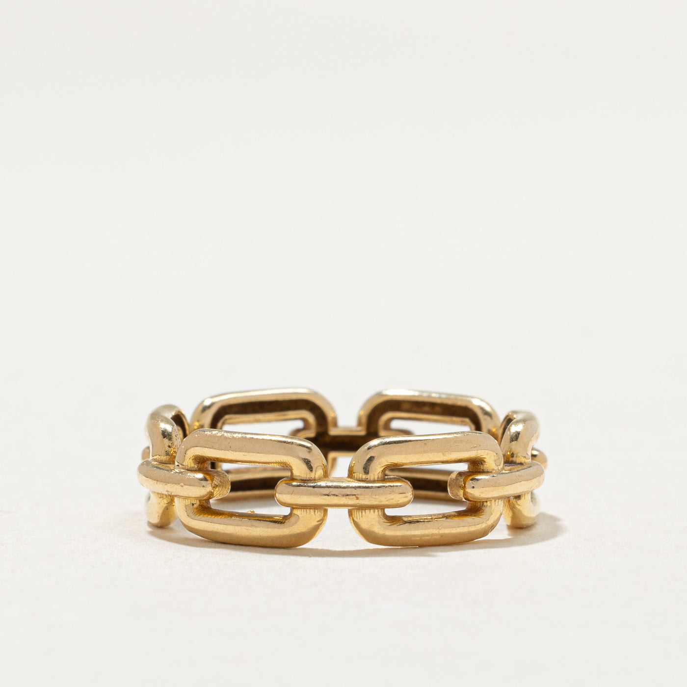 18K Yellow Gold Chain Link Ring for Women - 5.7mm Wide, Size 7.25 - Elegant Stackable Ring for Everyday Wear, Gift for Her, Anniversary Jewelry