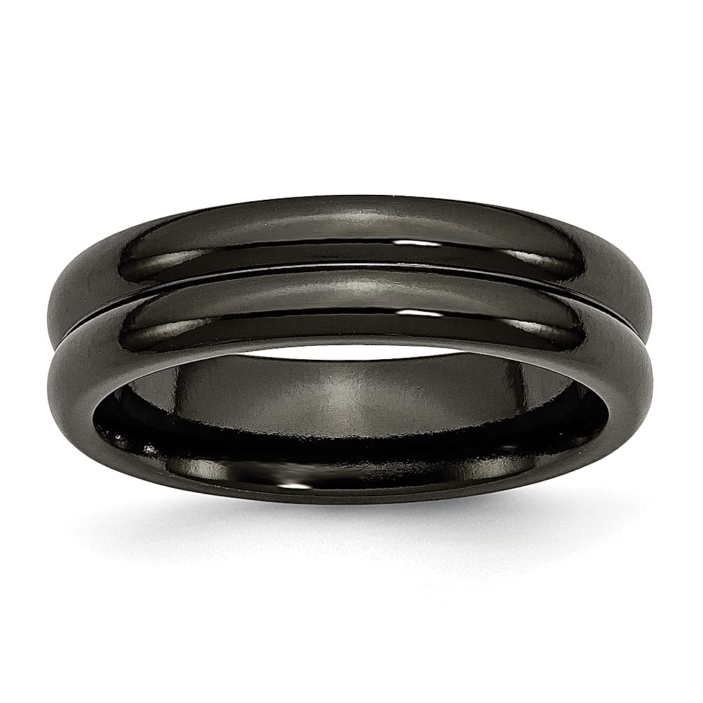 ICE CARATS Titanium Black Domed 6mm Wedding Band Ring for Women - Elegant Fashion Jewelry Gift for Her - Perfect for Anniversaries, Engagements & Special Occasions