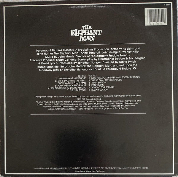 John Morris - The Elephant Man Original Motion Picture Soundtrack LP Album Reissue VG+ - Vinyl Record for Movie Enthusiasts & Collectors