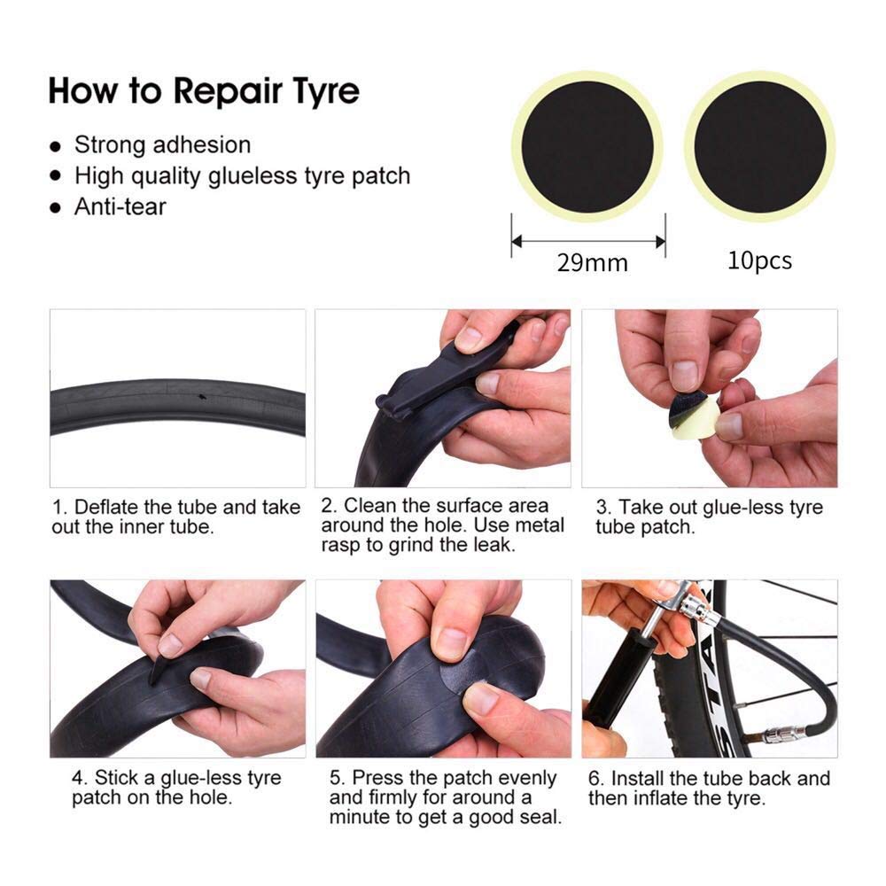 Portable Bike Tire Repair Kit with Mini Pump, 16-in-1 Multi-Tool, Tire Levers & Tail Bag - Complete Cycling Tool Set for Road, Mountain & BMX Bikes - Perfect for Emergency Repairs On-The-Go