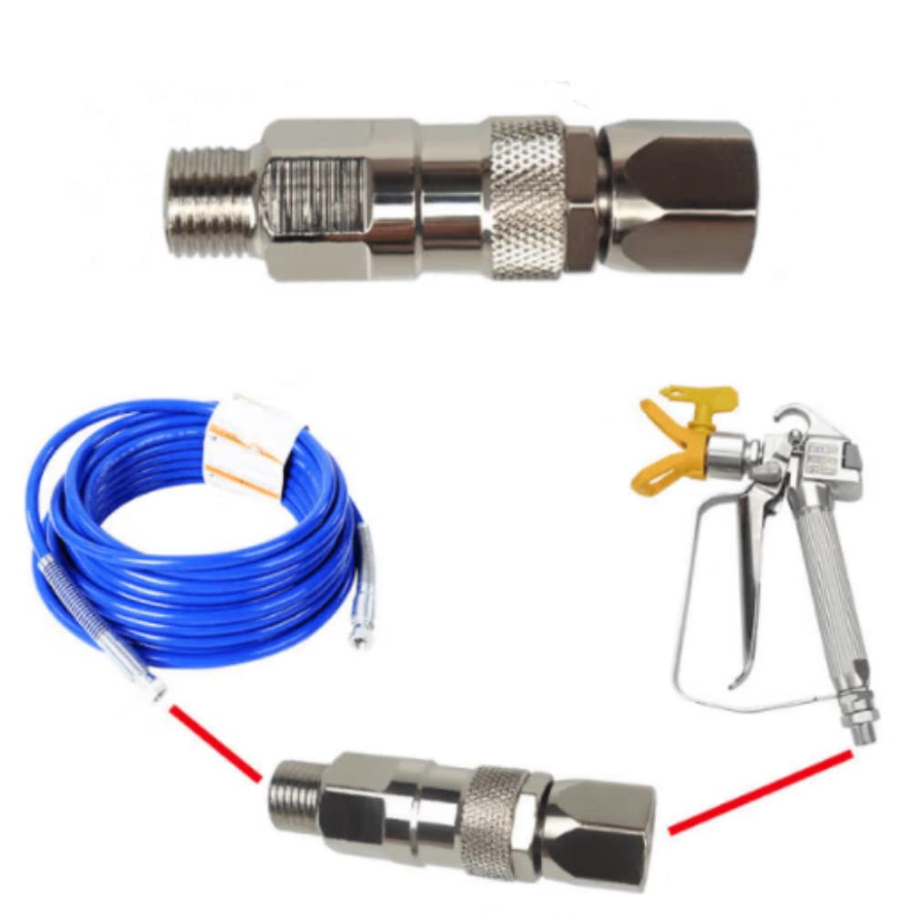 1/4-Inch 360° Swivel Hose Joint - Stainless Steel High Pressure Spray Gun Connector for Paint Sprayers & Hoses (2.5 x 0.6 Inch) - Perfect for Professional Painting, Automotive Detailing & Industrial Cleaning Applications
