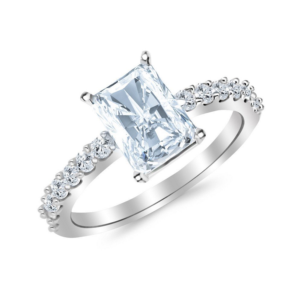 1.5 Ctw 14K White Gold Classic Pave Set GIA Certified Radiant Cut Diamond Engagement Ring (1 Ct Center I-J Color VS1-VS2 Clarity) - Perfect for Proposals, Anniversaries & Wedding Bands